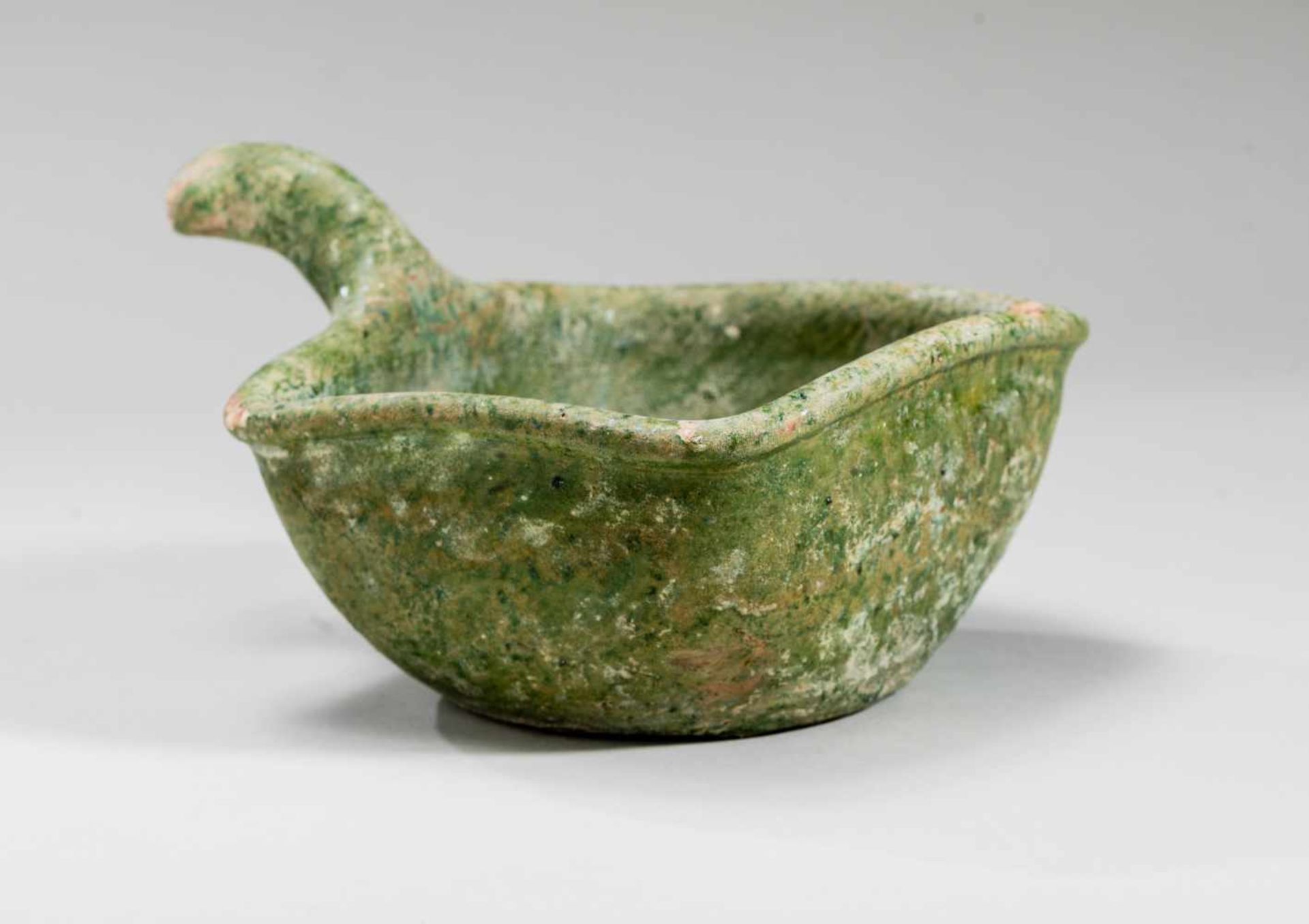 A VESSEL WITH HANDLEGlazed ceramicChina, Han dynasty (206 BC-220 AD)An interesting, if simple, find! - Image 2 of 5