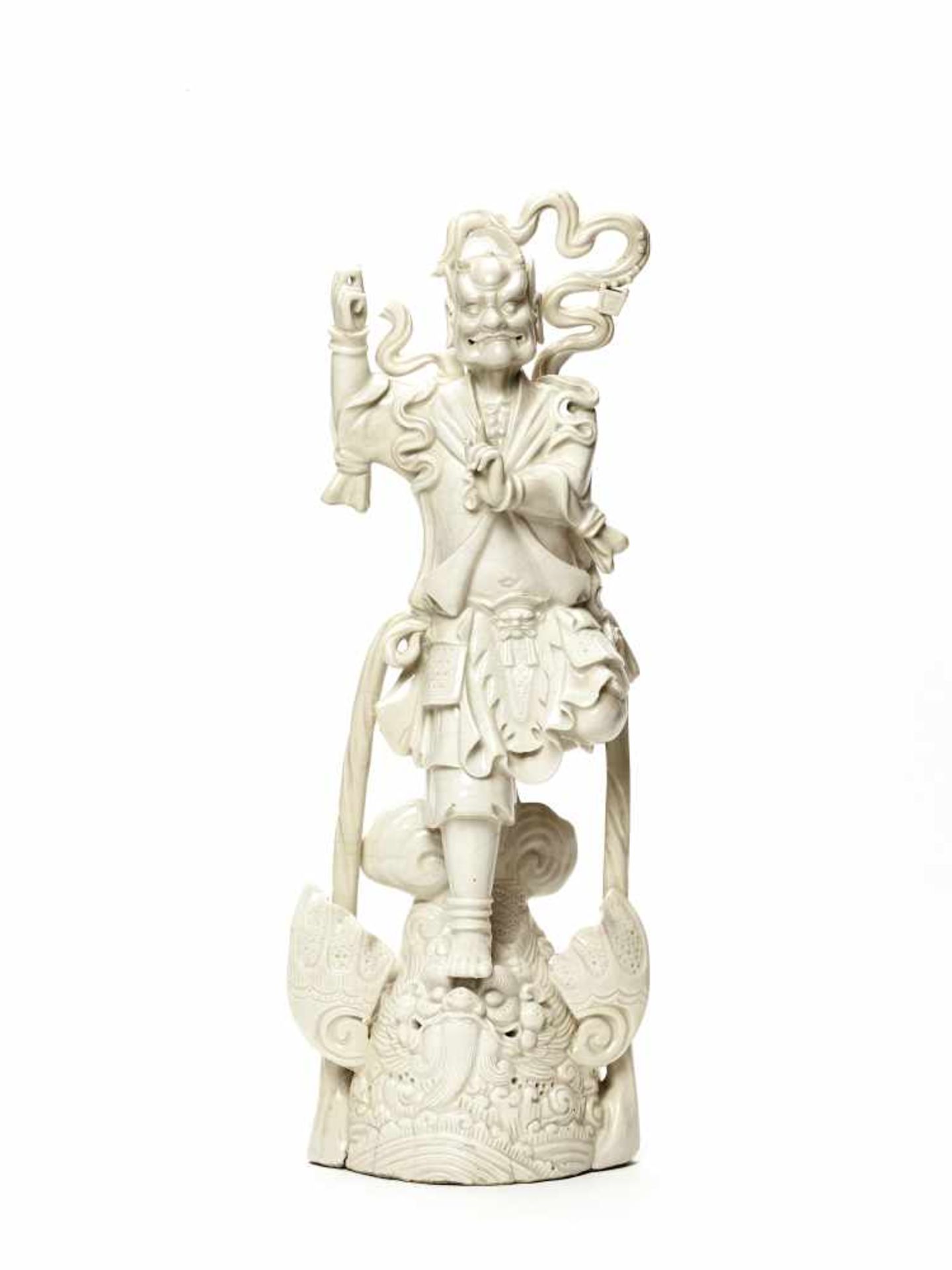 LARGE BLANC DE CHINE PORCELAIN FIGURE OF KUIXING Blanc-de-Chine porcelainChina, Qing Dynasty (1644-