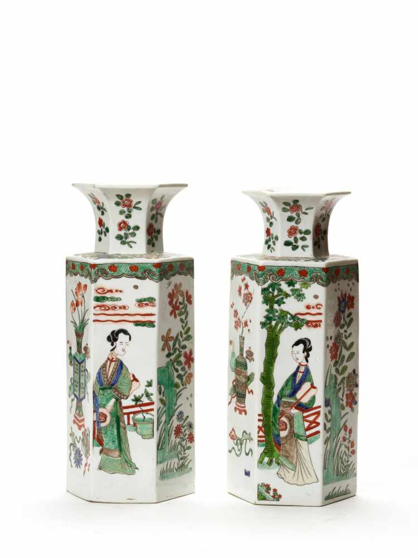 A PAIR OF CHINESE FAMILLE VERTE PORCELAIN VASES, 19TH CENTURYFamille verte porcelainChina, 19th