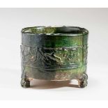 COSMETIC CONTAINERGlazed ceramic China, Han dynasty (206 BCE - 220 CE) Splendid, glazed vessel. It