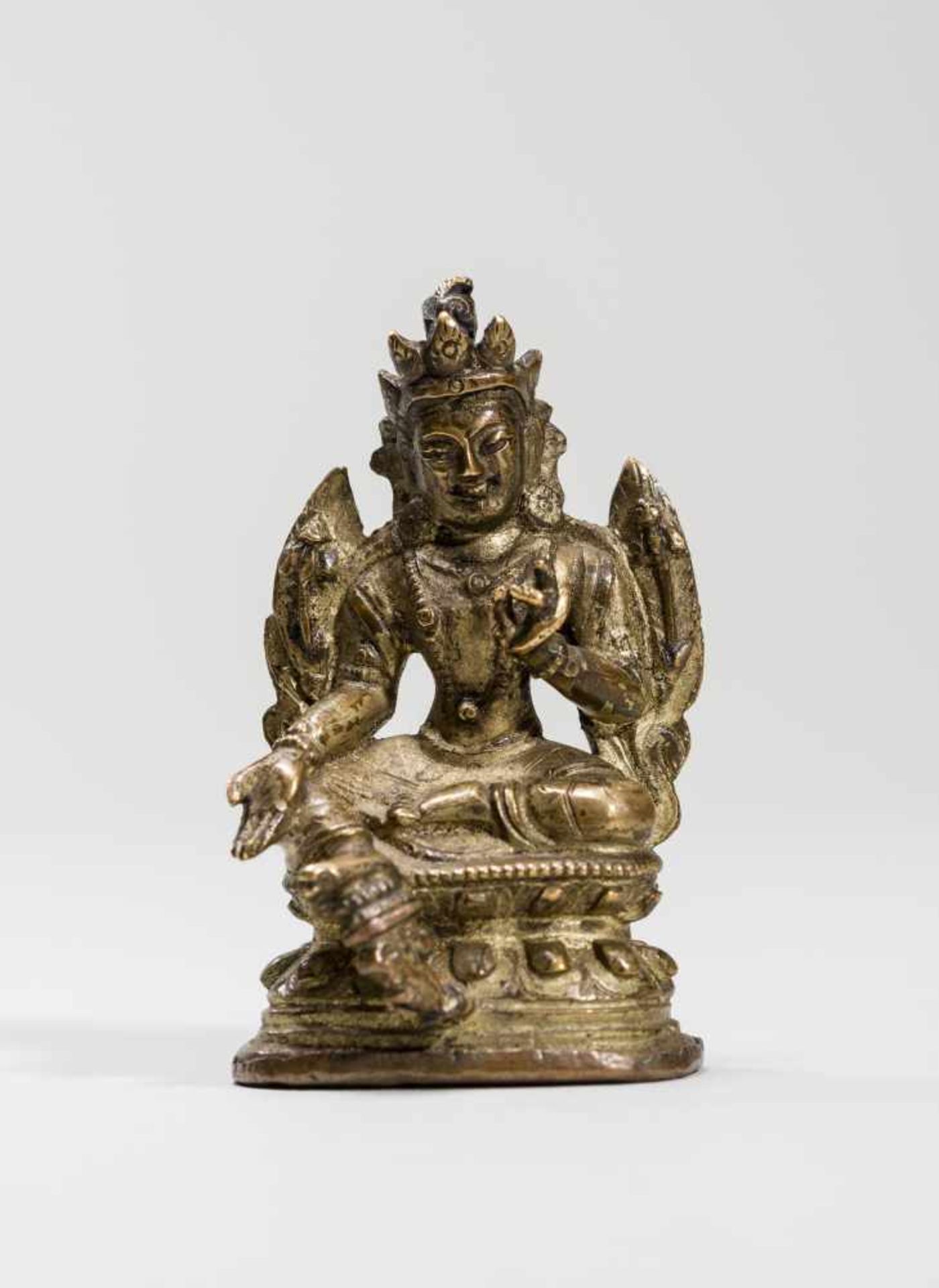 A SINO-TIBETAN MINIATURE BRONZE OF SYAMATARA, 18TH-19TH CENTURYBronzeTibet, 18th to 19th centuryThis