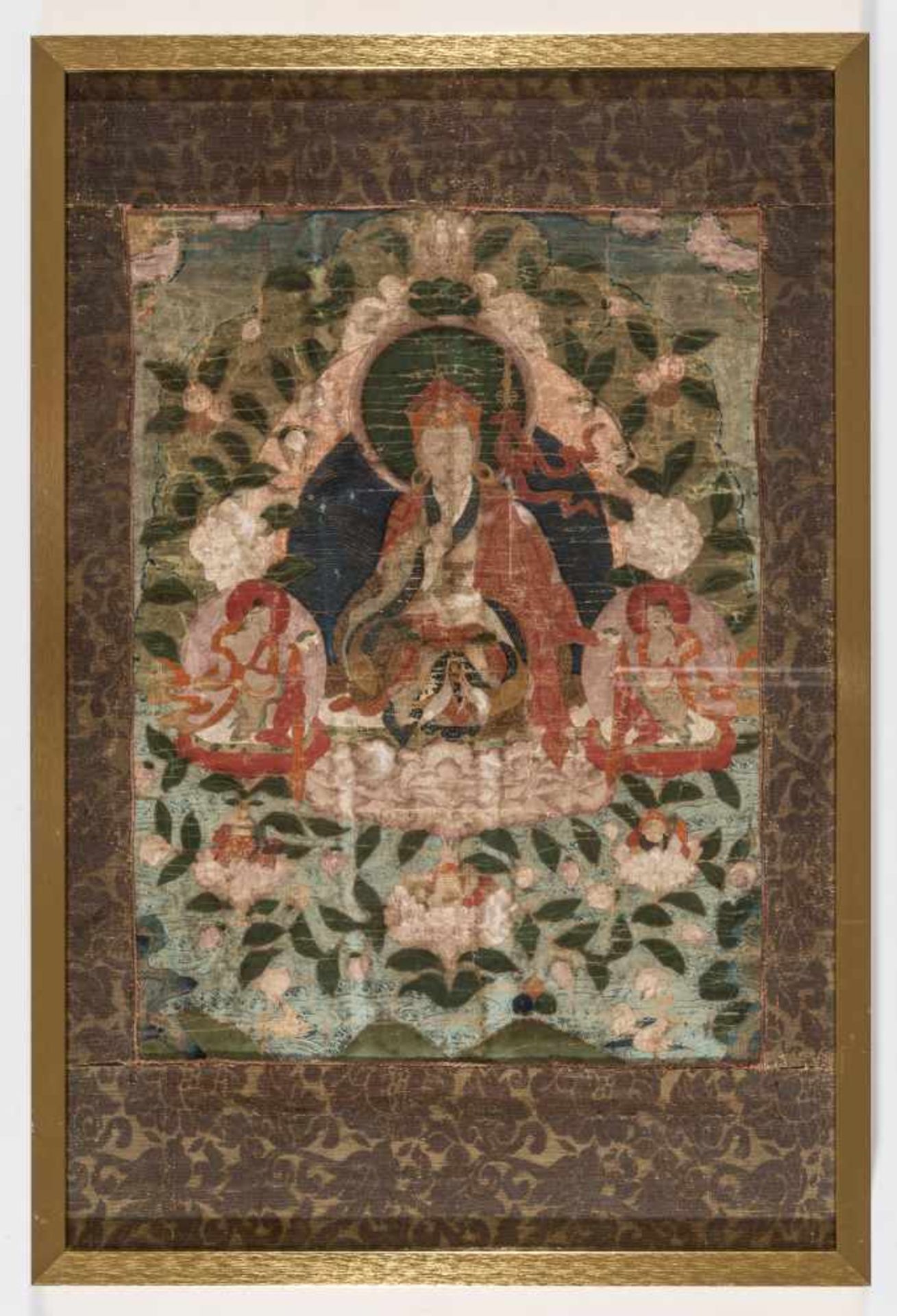 AN 18th CENTURY THANGKA OF GURU RINPOCHE IN ZANGDOK PALRIDistemper and gold paint on cloth, framed - Image 10 of 11