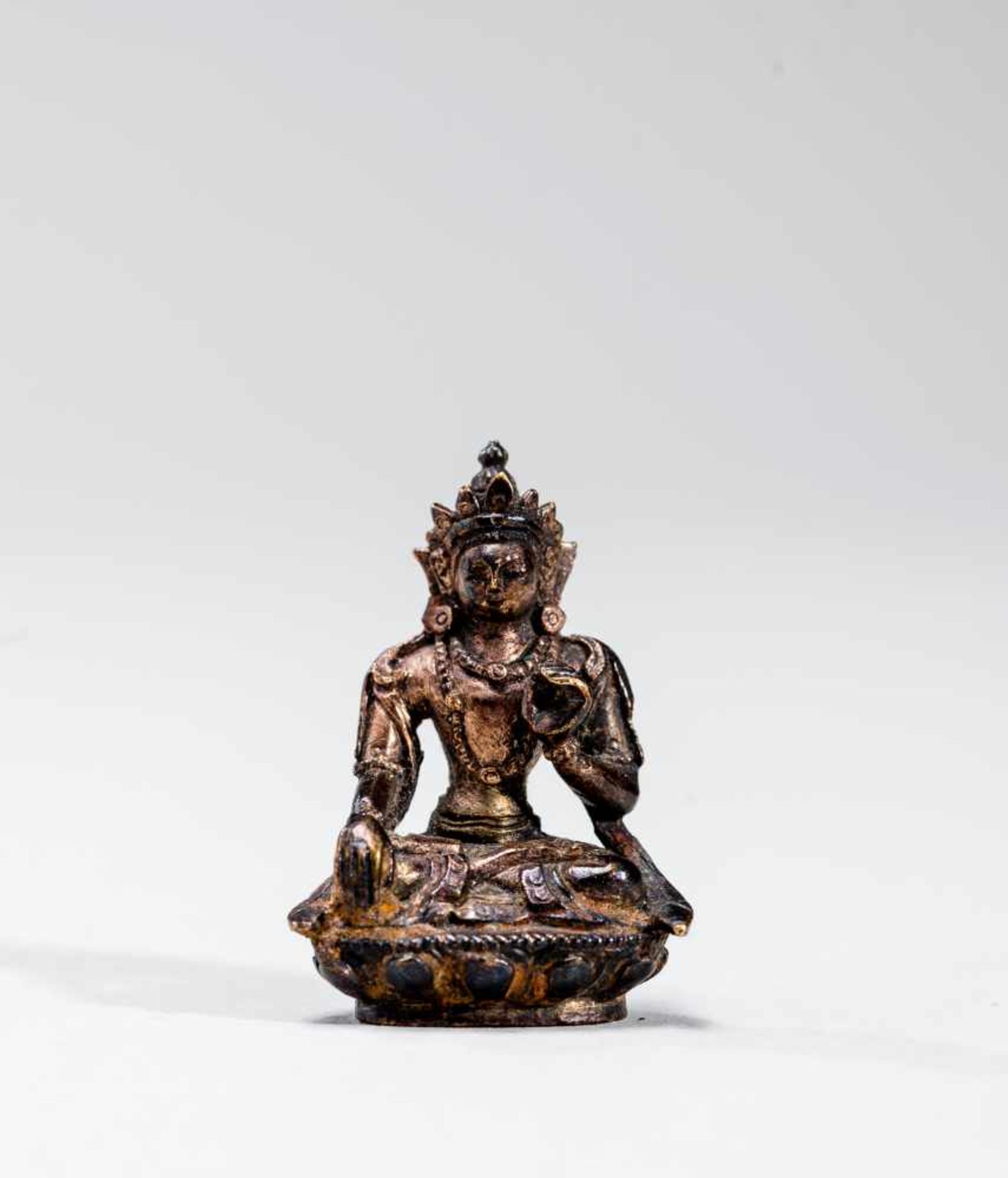 A TIBETAN MINIATURE BRONZE OF AKSHOBHYA, 18TH-19TH CENTURYBronzeTibet, 18th to 19th centuryAskhobhya