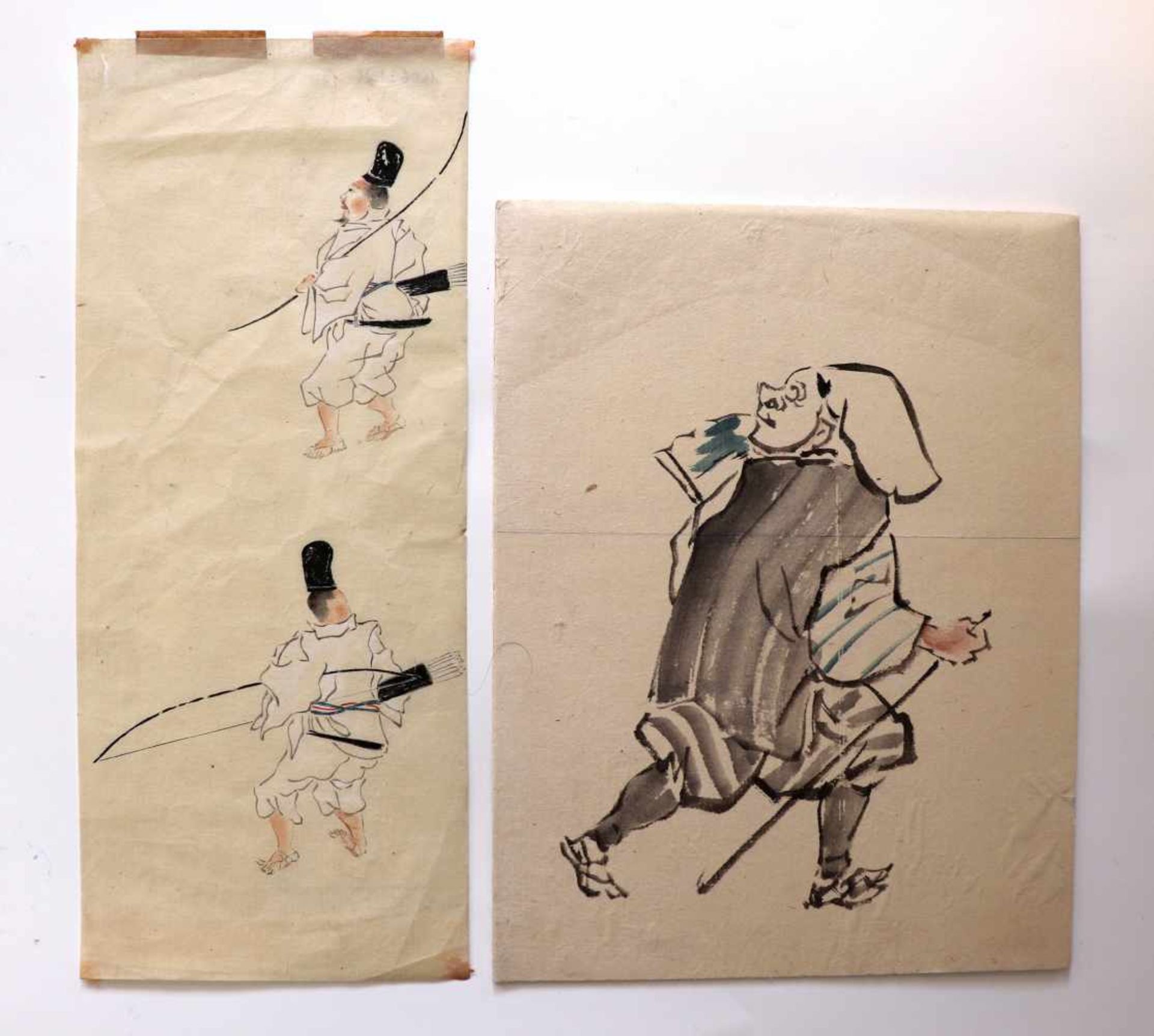 TWO SKETCHES FROM THE JAPANESE SCHOOLInk and watercolor on paperJapan, 19th centuryDimensions: