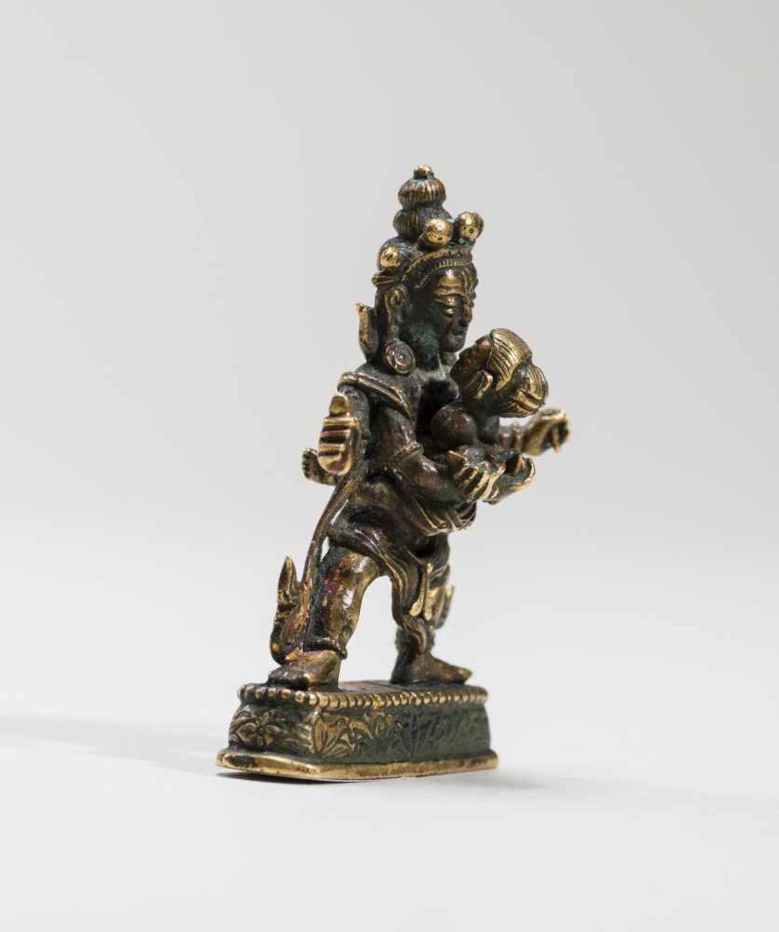 A TIBETAN BRONZE OF A DHARMAPALA IN YABYUM WITH PRAJNABronzeTibet, 19th centuryA four-armed - Image 6 of 7