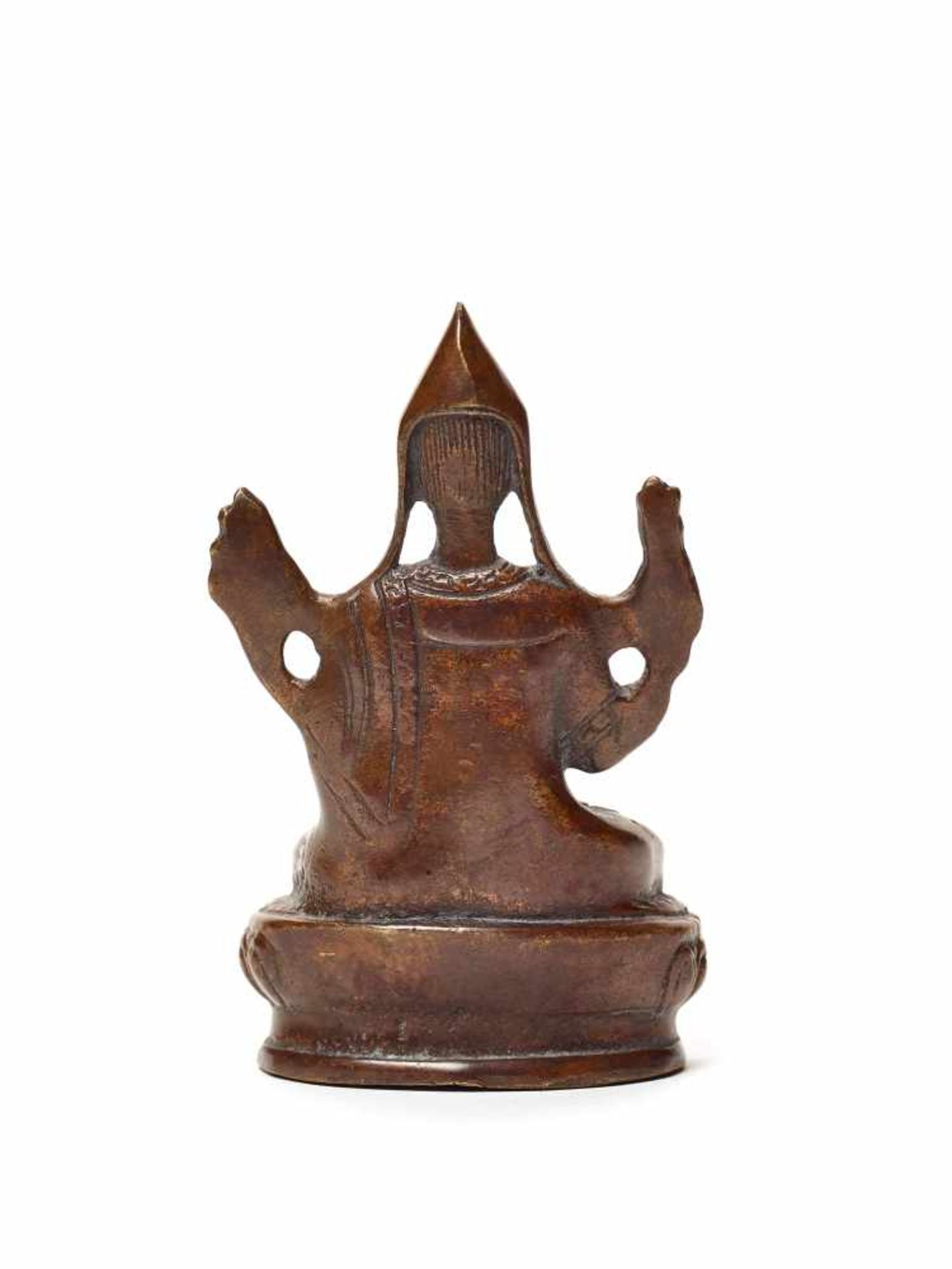 A COPPER BRONZE FIGURE OF TSONGKHAPACopper bronzeTibet, late 19th centuryTsongkhapa is considered - Image 4 of 5