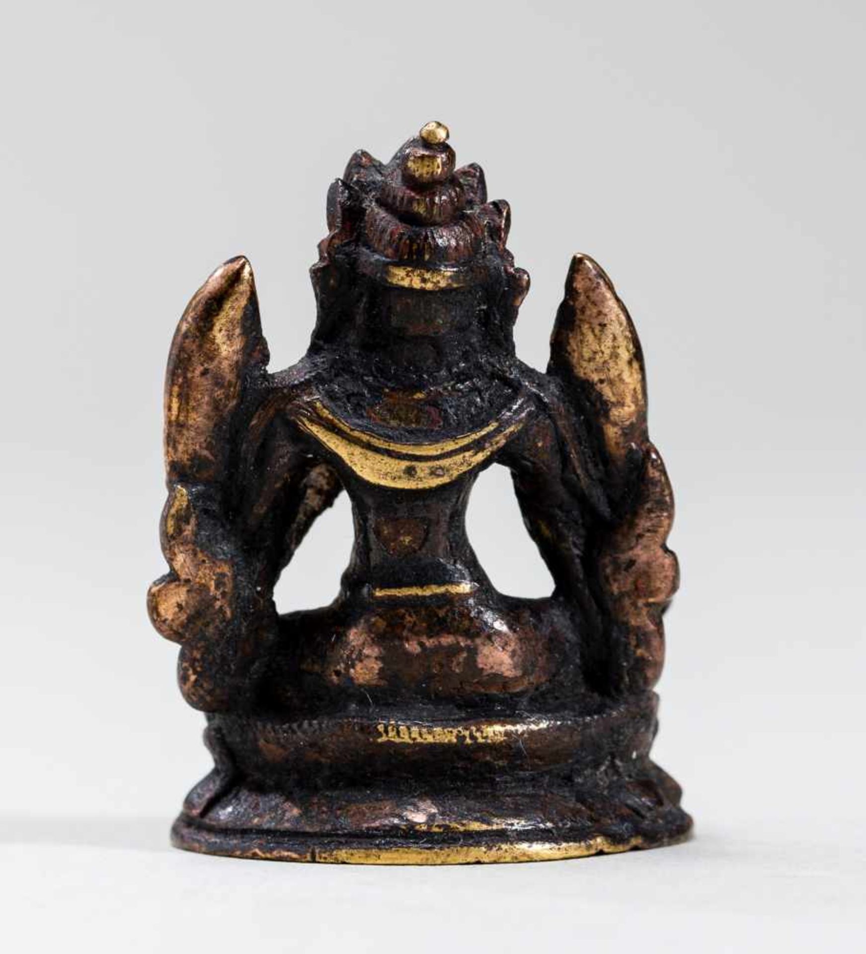 FOUR SMALL CULT BRONZESBronze, some gildingTibet, 18th to 19th centuryA collection of four cult - Image 2 of 9