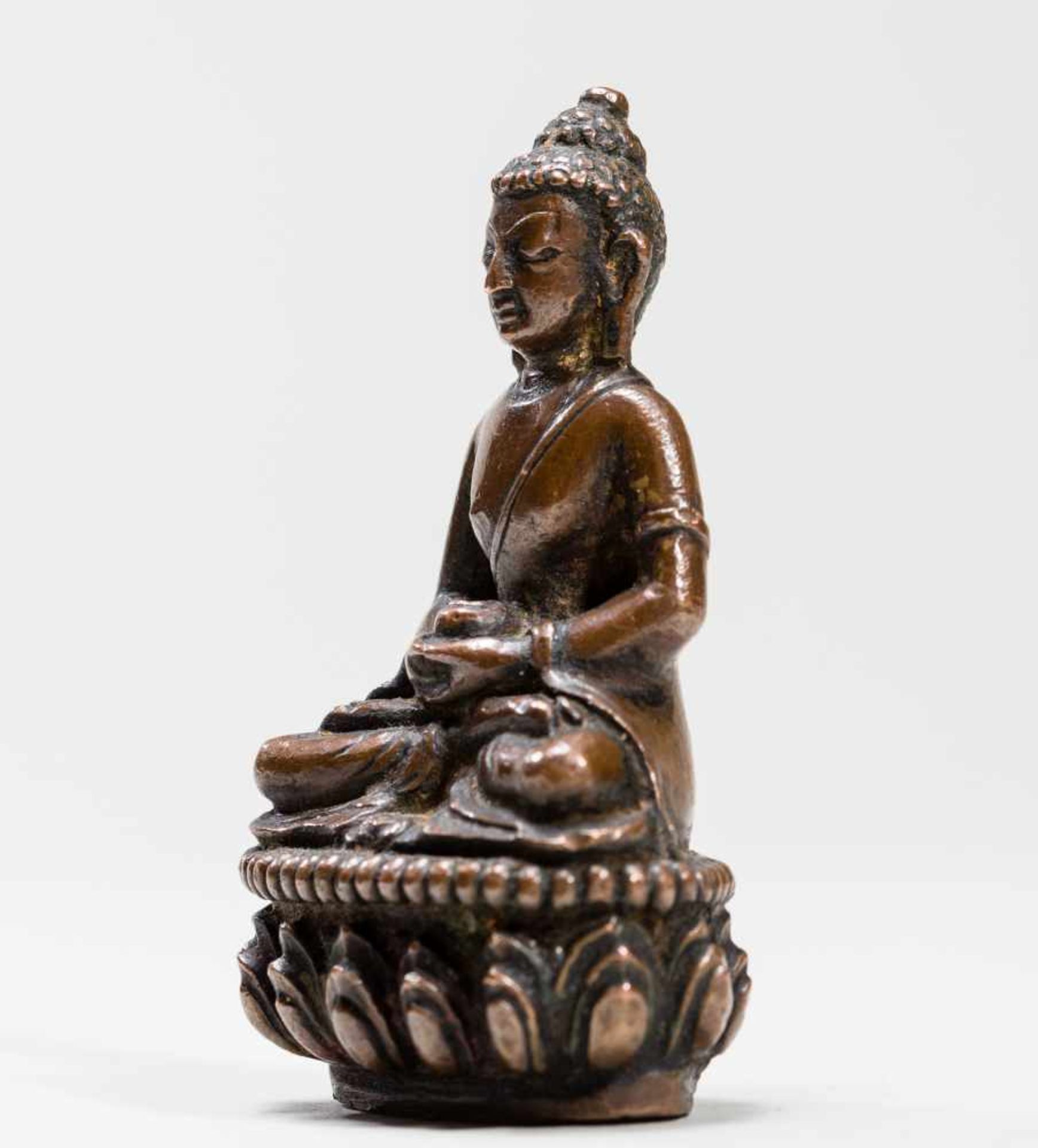 BUDDHA SHAKYAMUNIBronzeTibet, 19th cent.The historical Buddha, Gautama from the Shakyamuni Family, - Image 2 of 7