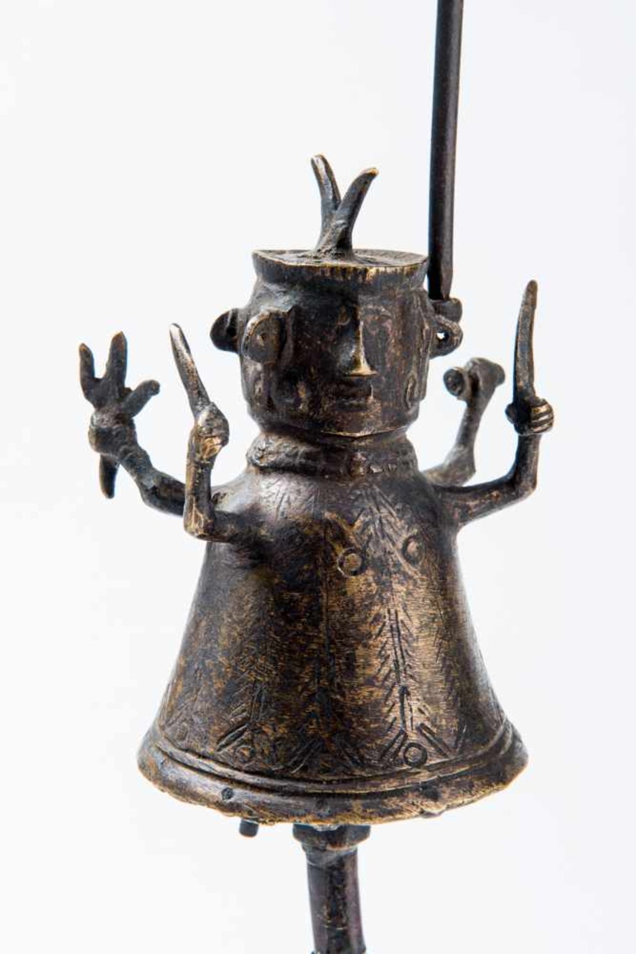 A FIGURAL CULT BELLBronzeNepal, possibly 19th centuryAn unusual bronze work with multiple - Image 3 of 6