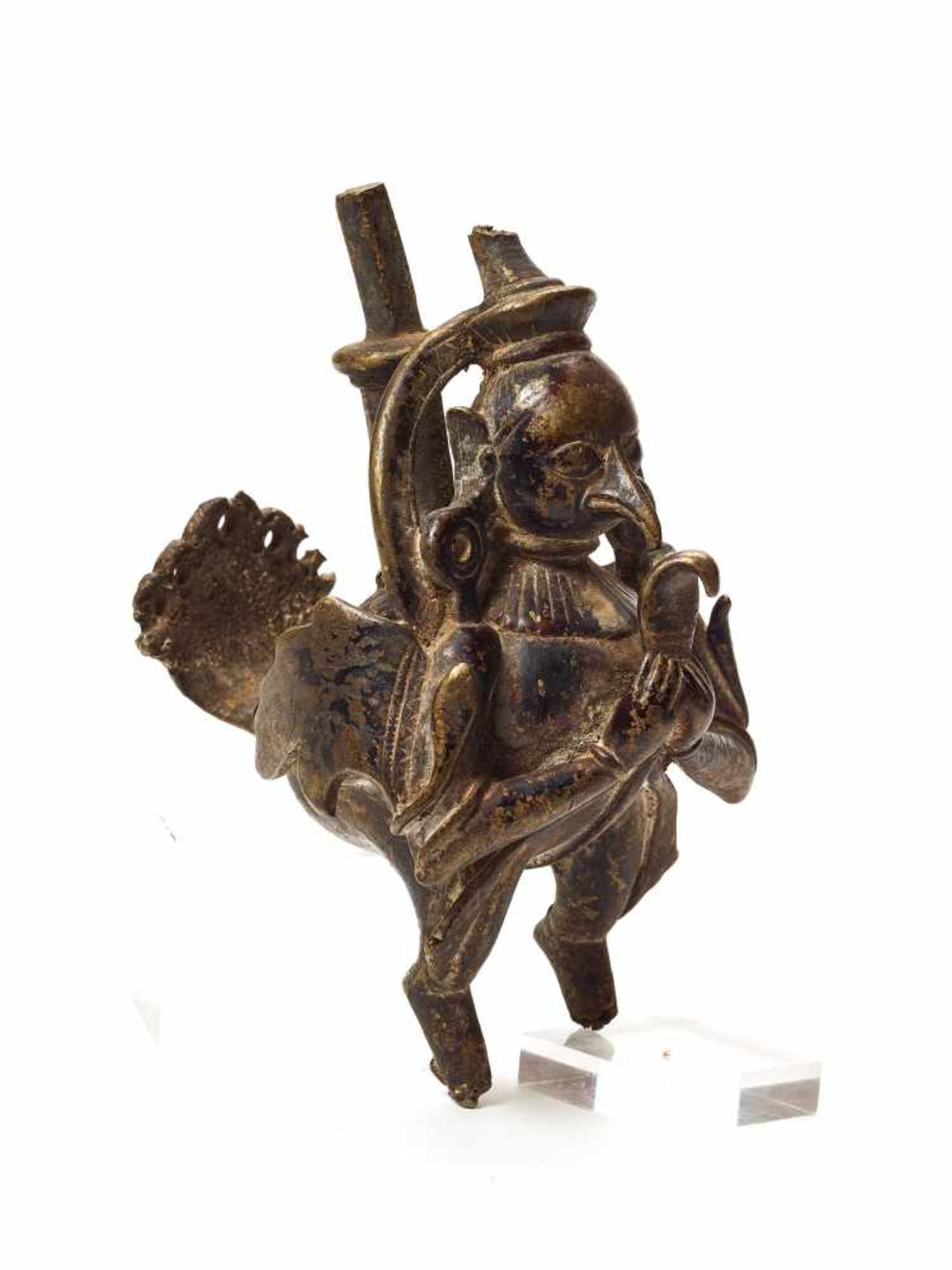 A RARE NEPALESE BRONZE FIGURE OF GARUDA, 18th CENTURYBronzeNepal, 18th centuryThe patinated bronze - Image 5 of 5