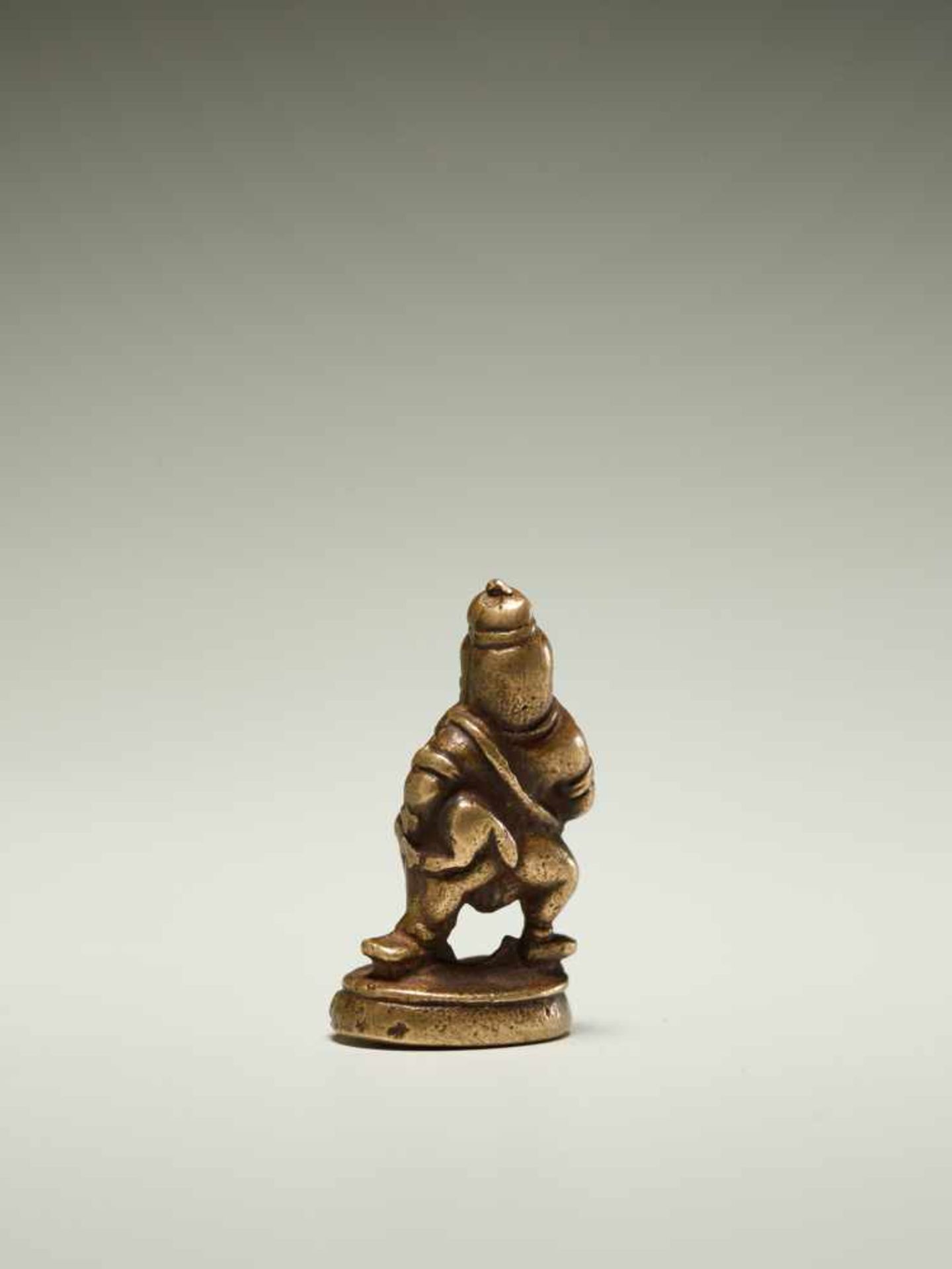 THE DEITY OF WEALTH KUBERAYellow bronzeIndia, approx. 19th cent.A miniature amulet formed as the god - Image 5 of 6