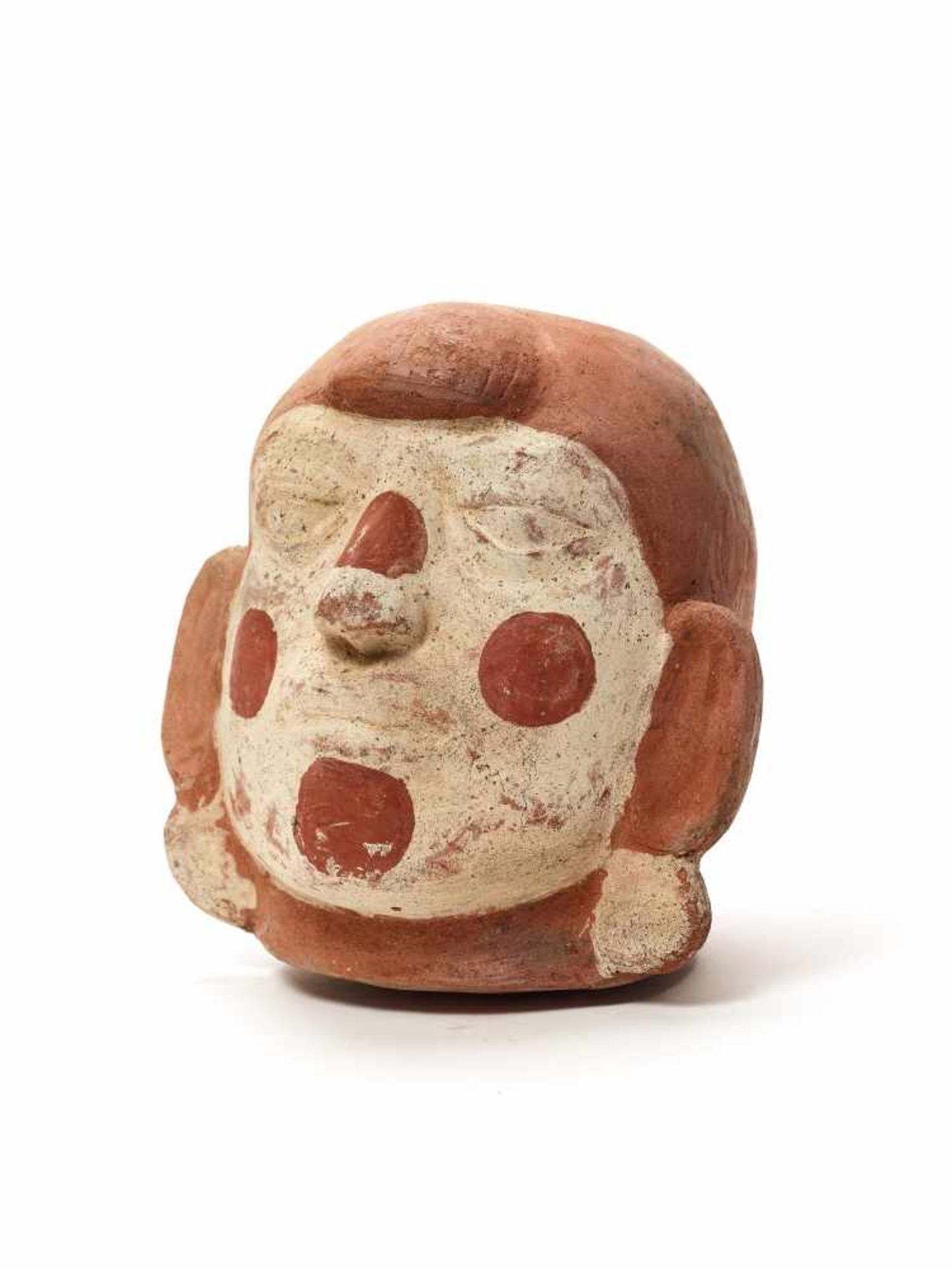 TL-TESTED LARGE HEAD-SHAPED VESSEL – MOCHE CULTURE, PERU, C. 11TH CENTURYFired clay painted in - Bild 2 aus 5