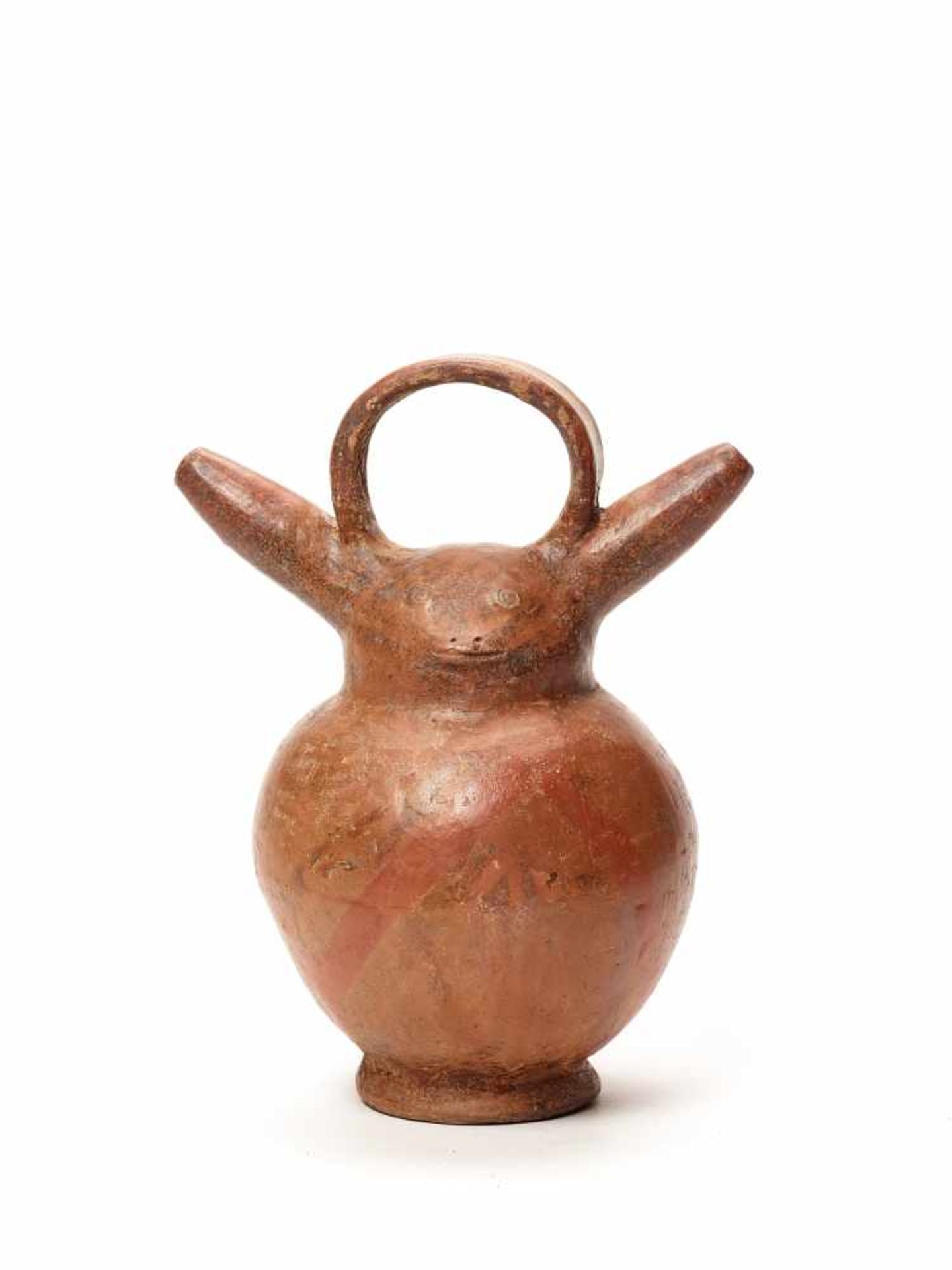 ZOOMORPHIC STIRRUP VESSEL - PRE-COLUMBIAN ERAFired clayPre-Columbian era, probably Colima, Colombia,