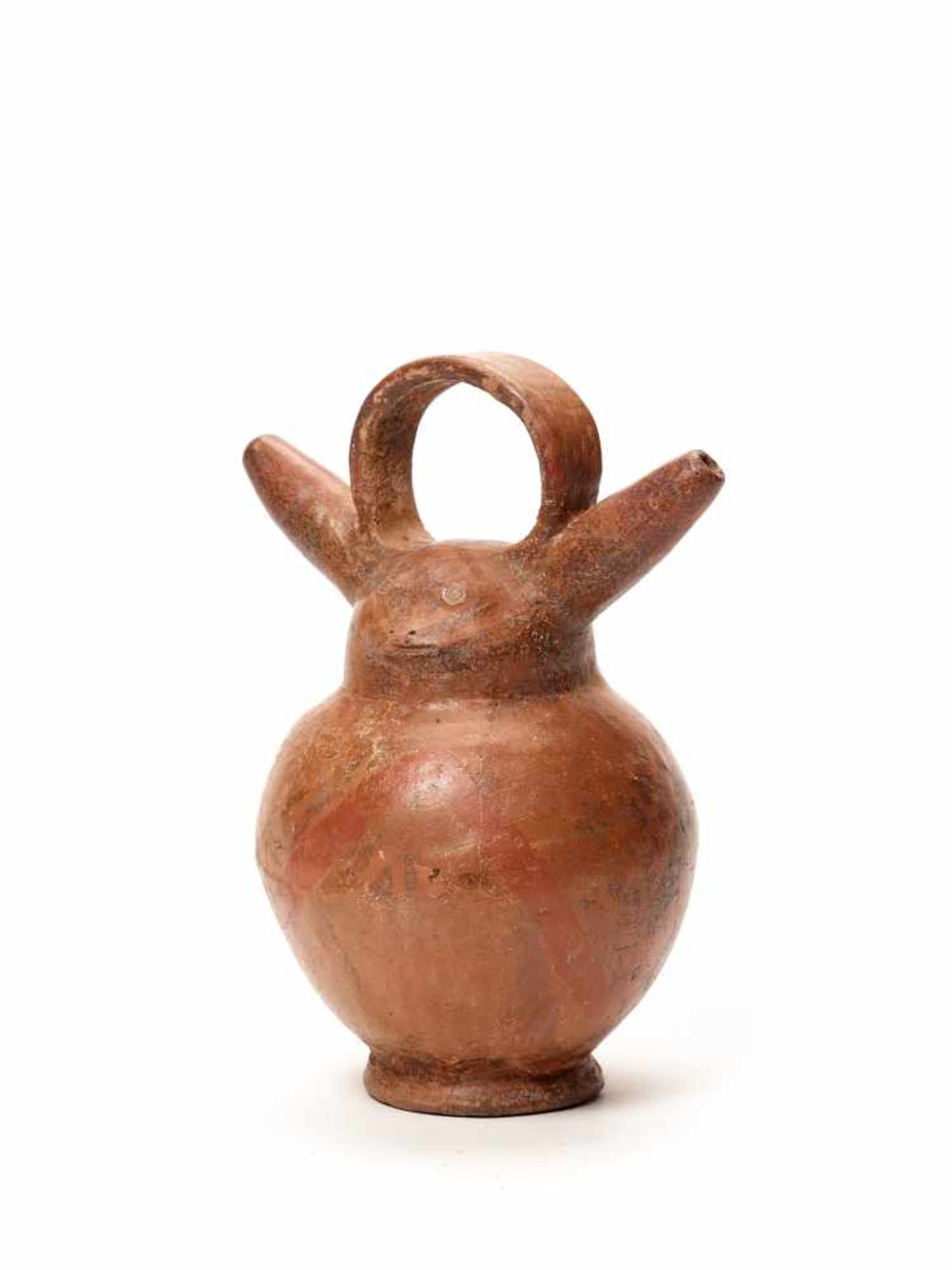 ZOOMORPHIC STIRRUP VESSEL - PRE-COLUMBIAN ERAFired clayPre-Columbian era, probably Colima, Colombia, - Image 3 of 4