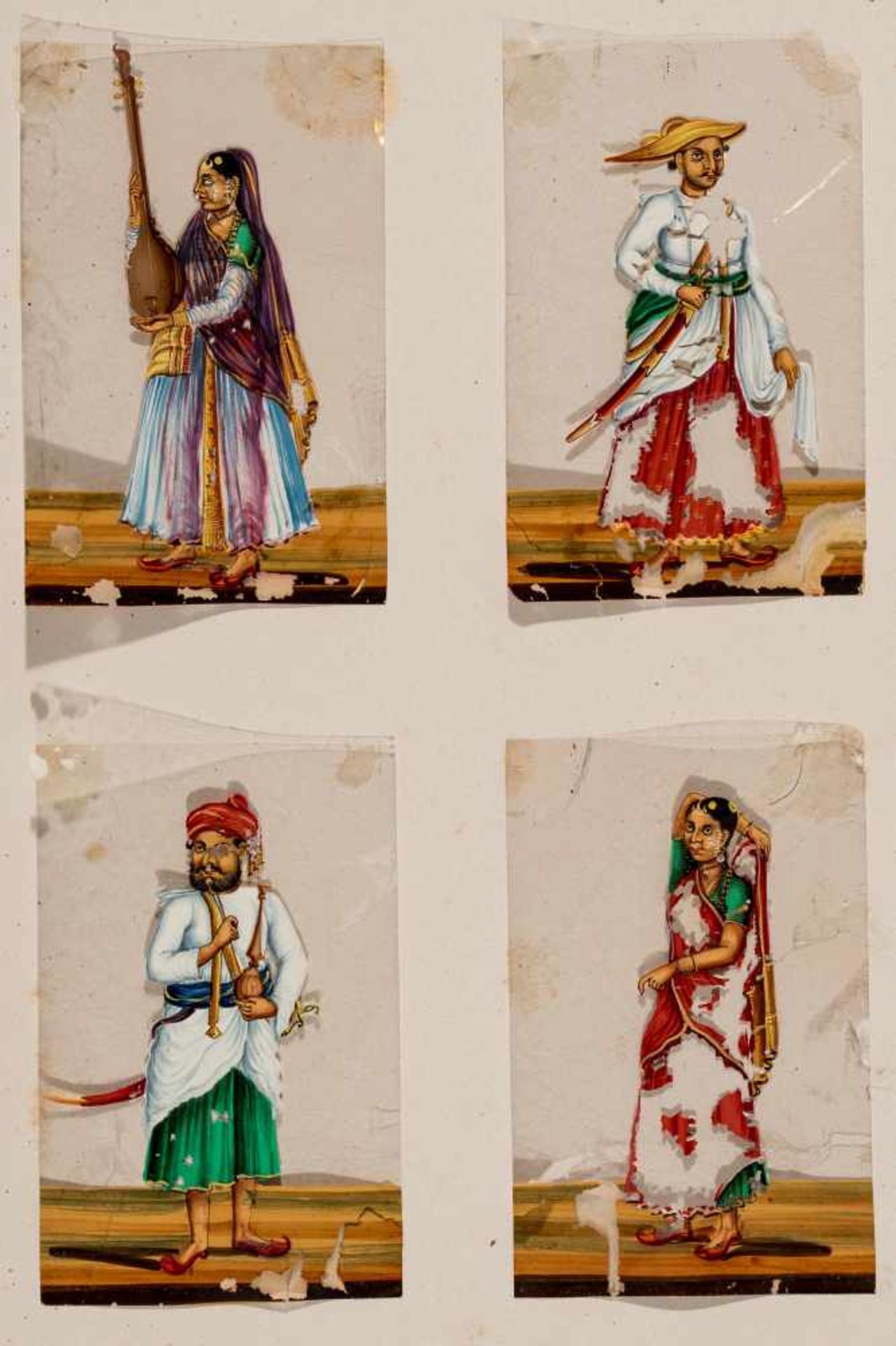 A GROUP OF 12 MINIATURE PORTRAITS ON CELLULOID – 1920sMiniature painting with colors on - Image 2 of 4