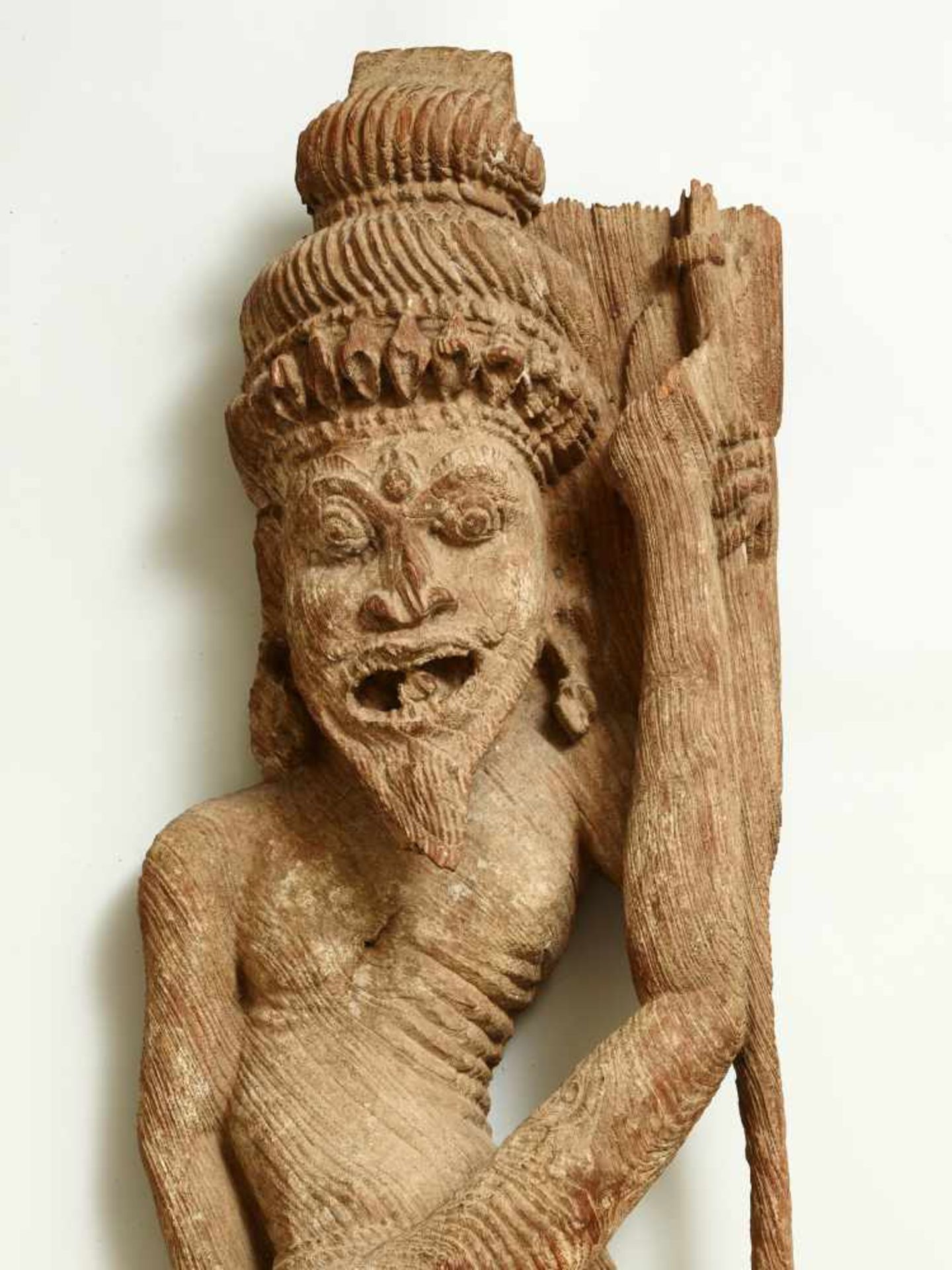 A LARGE AND RARE TAMIL NADU WOOD RELIEF OF THE WISE SAINT RSHIWood relief India, Tamil Nadu, approx. - Image 3 of 4