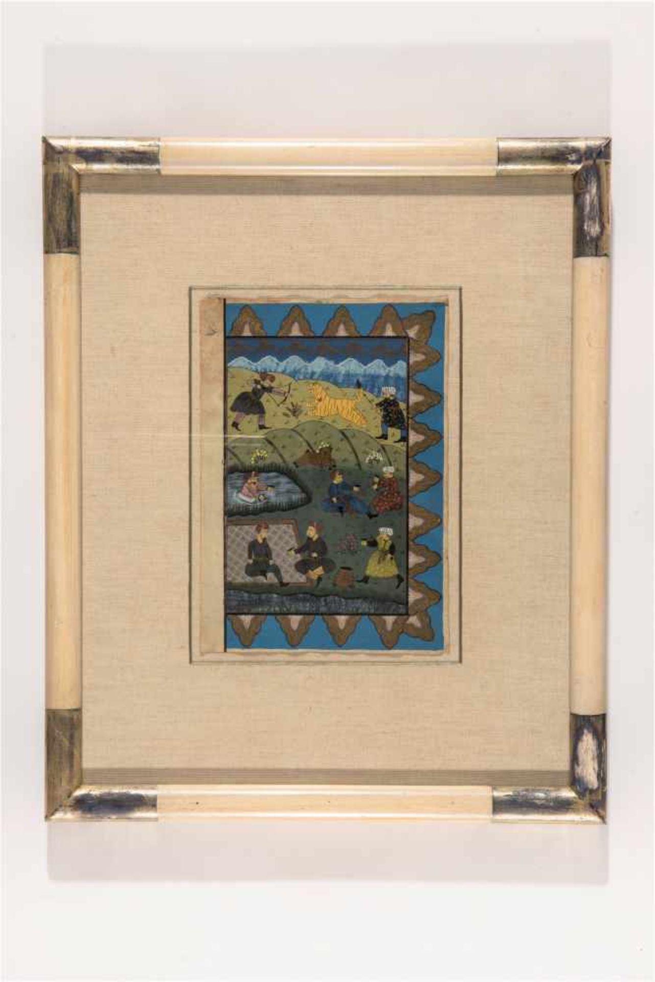 AN INDO-PERSIAN MINIATURE PAINTING - 19th CENTURYMiniature painting with colors and gold on - Image 2 of 2