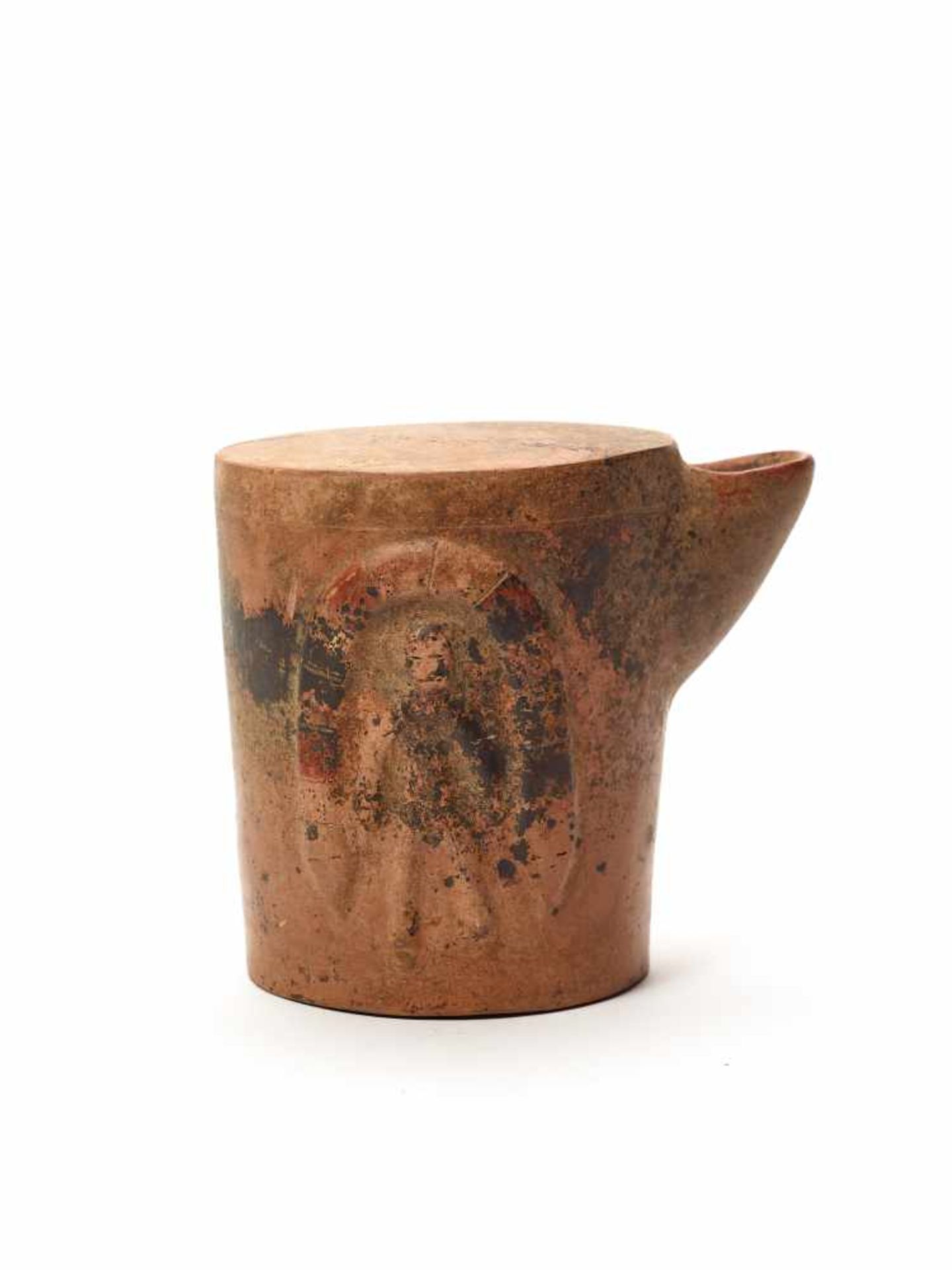 TL-TESTED DRUM VESSEL- COLIMA, MEXICO, C. 2ND CENTURY BCFired clayColima, Mexico, c. 2nd century - Image 3 of 4