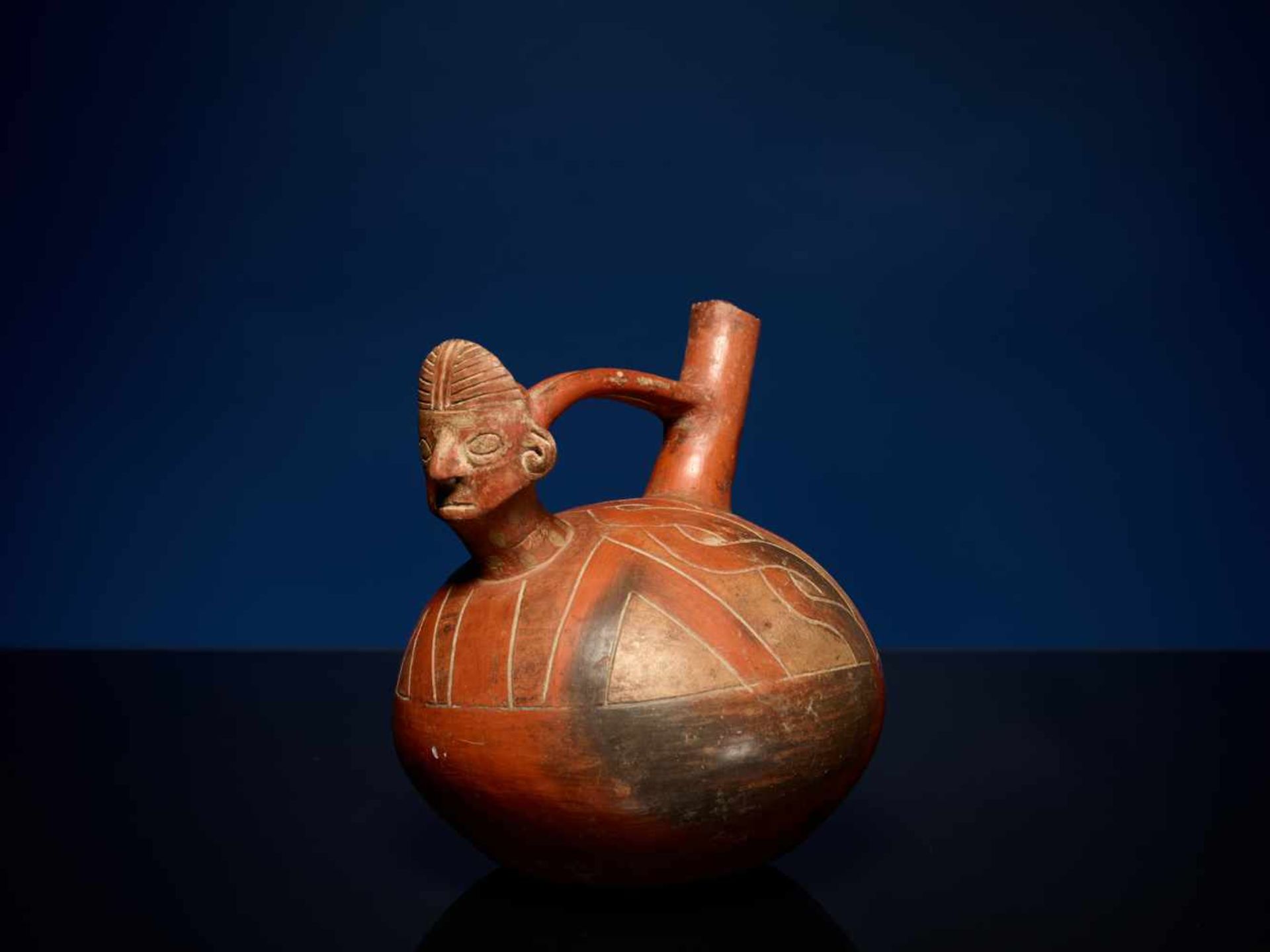 WHISTLE VESSEL - SALINAR CULTURE, PERU, C. 200 BCPainted fired claySalinar culture, Peru, c. 200 - Image 3 of 5