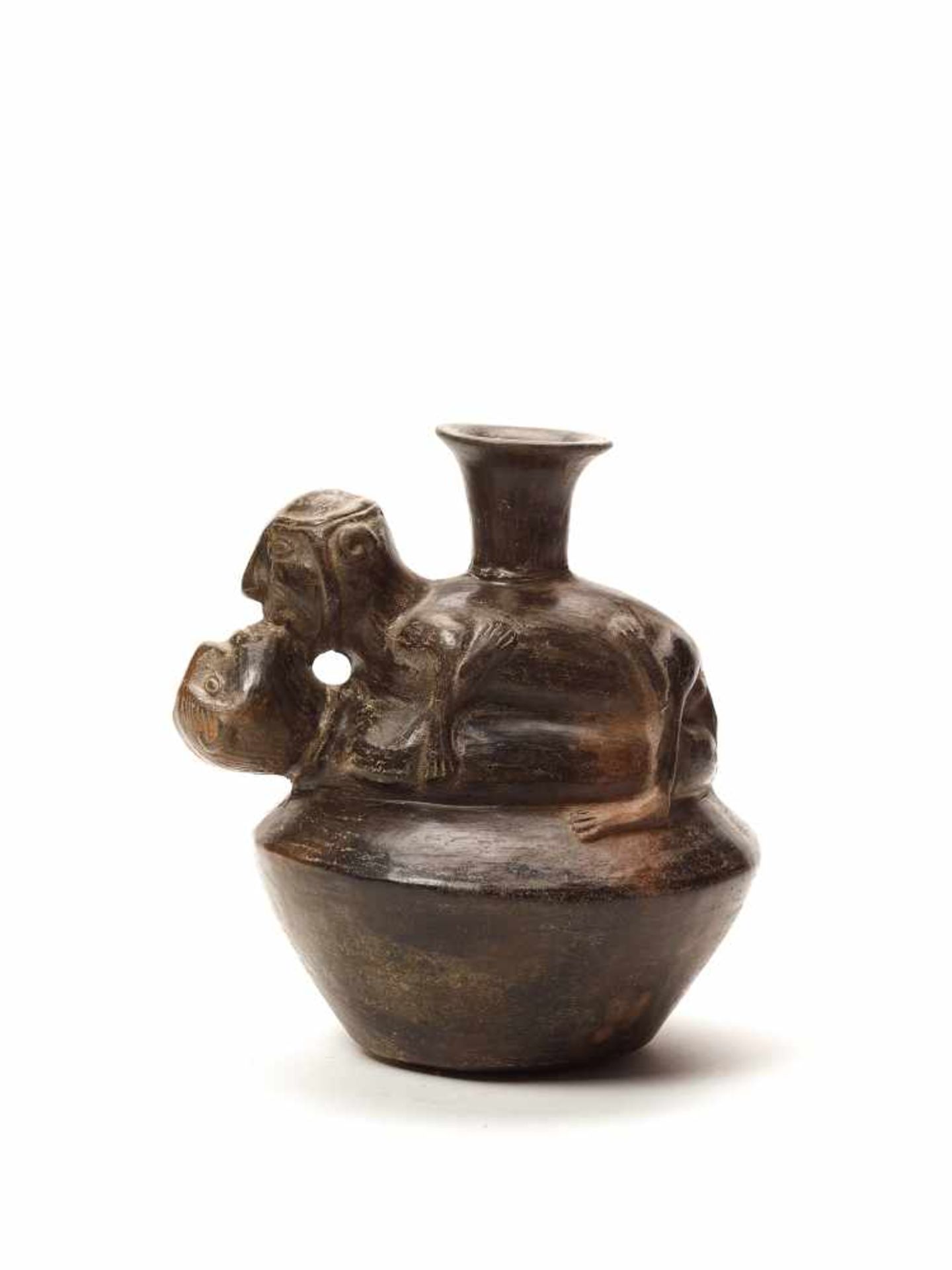 VESSEL IN THE FORM OF A COUPLE- INCA EMPIRE, PERU, C. 1200-1400 ADBlack fired clayInca empire, Peru,