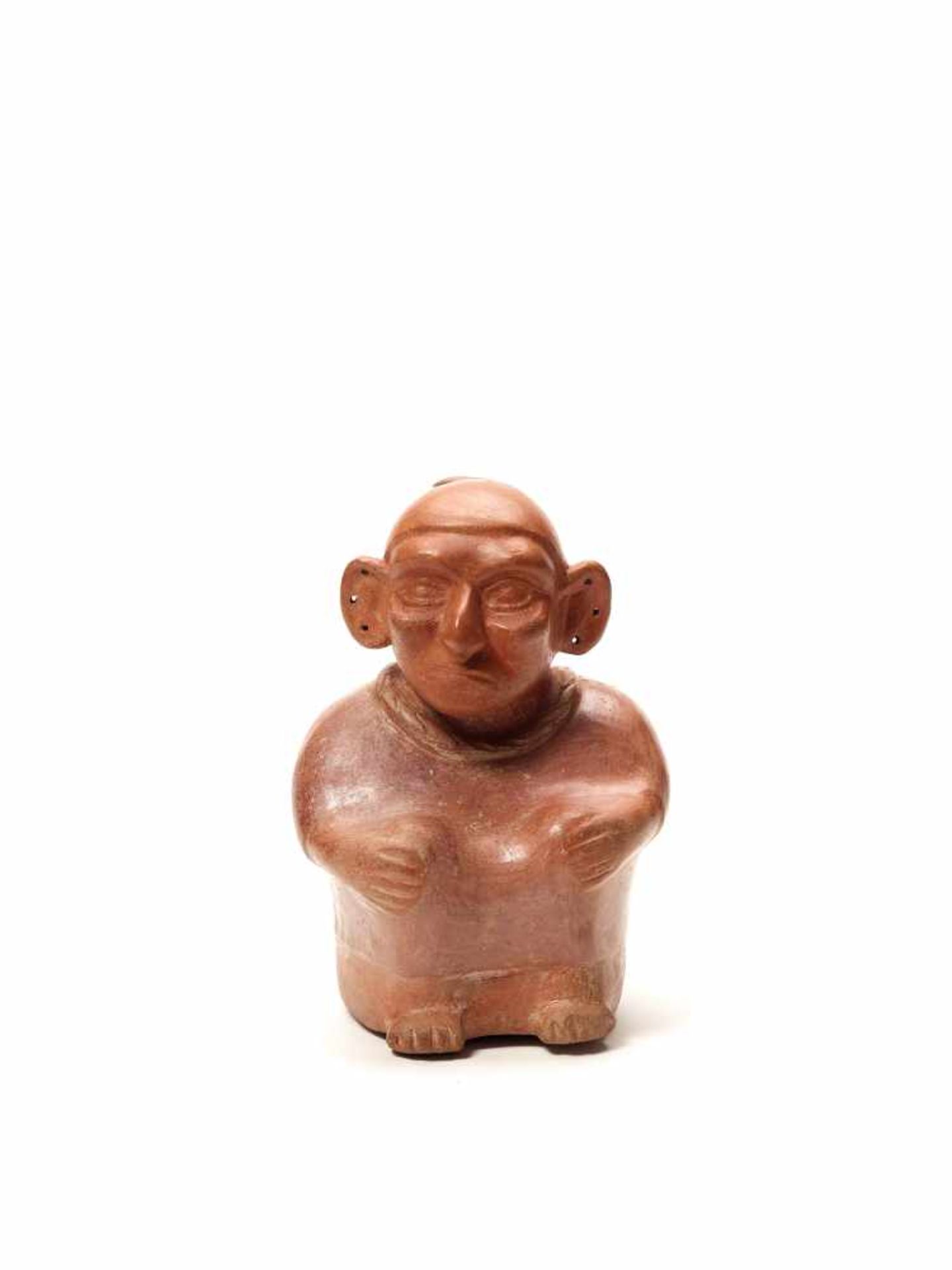 TL-TESTED OLD MAN STIRRUP – MOCHE CULTURE, PERU, C. 5TH CENTURYRed fired clayMoche culture, Peru, c. - Image 2 of 4