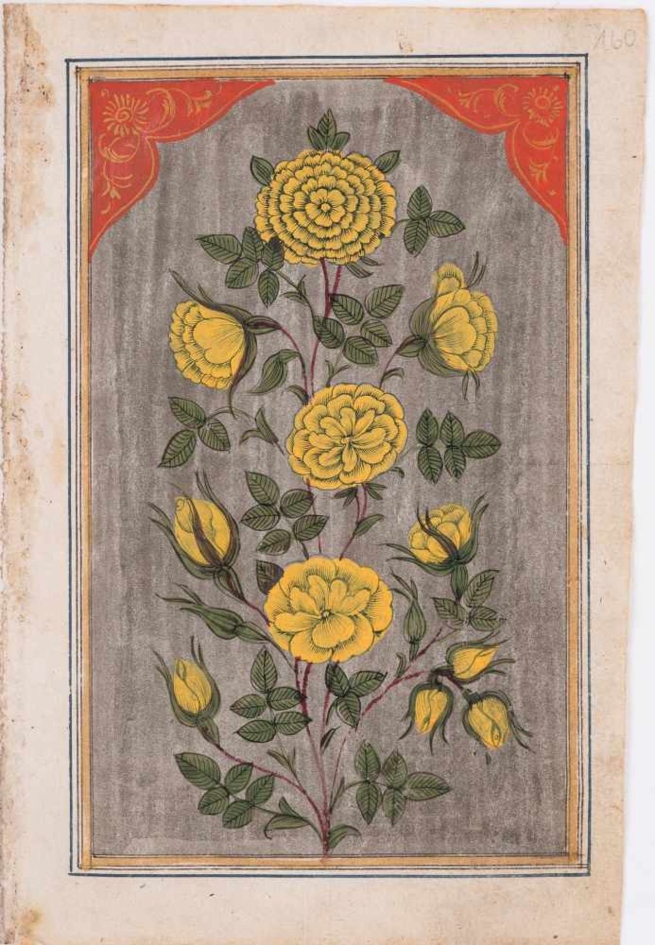 A GROUP OF ELEVEN FLOWER AND TREE MINIATURE PAINTINGS – INDIA 19th CENTURYWatercolors and gold paint - Bild 2 aus 12