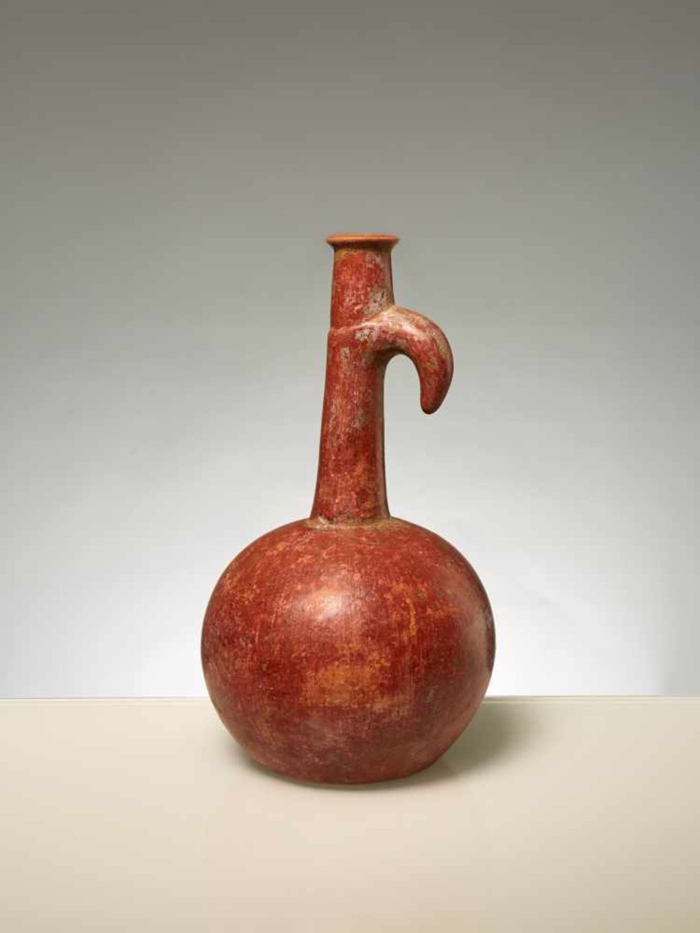 LONG VESSEL WITH BEAK - CHAVIN CULTURE, PERU, C. 500 BCRed painted fired clayChavin culture, Peru, - Image 2 of 3