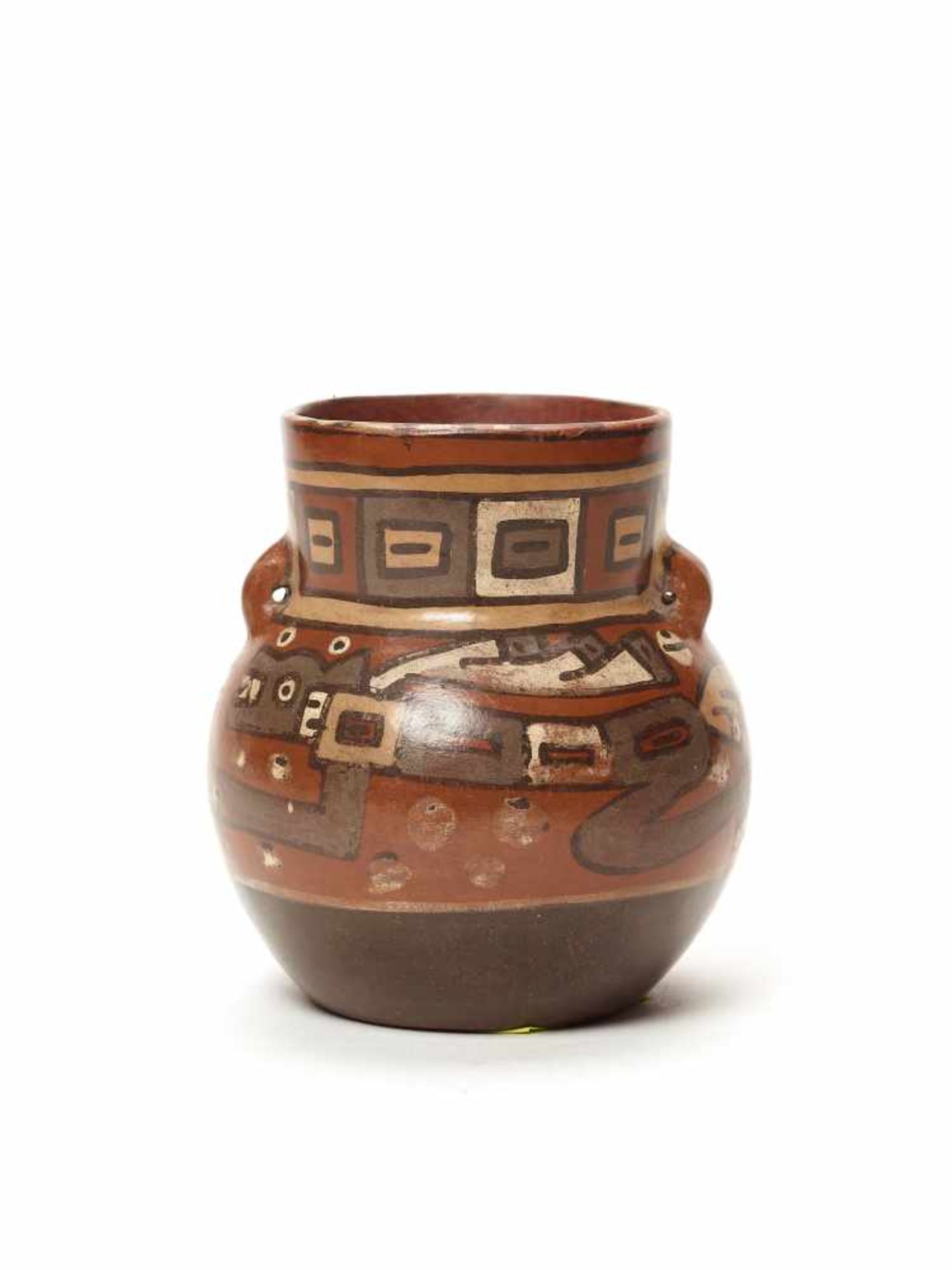 THREE CUPS AND A VESSEL- HUARI/ WARI CULTURE STYLE Painted clayHuari/ Wari culture style, Peru, - Image 11 of 13