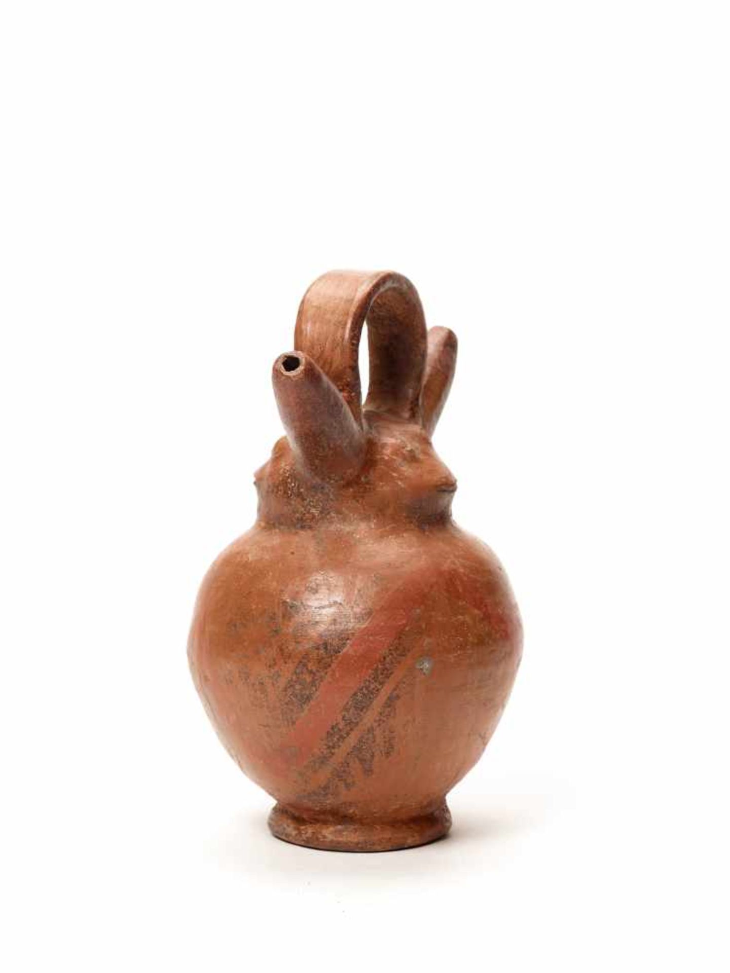 ZOOMORPHIC STIRRUP VESSEL - PRE-COLUMBIAN ERAFired clayPre-Columbian era, probably Colima, Colombia, - Image 4 of 4