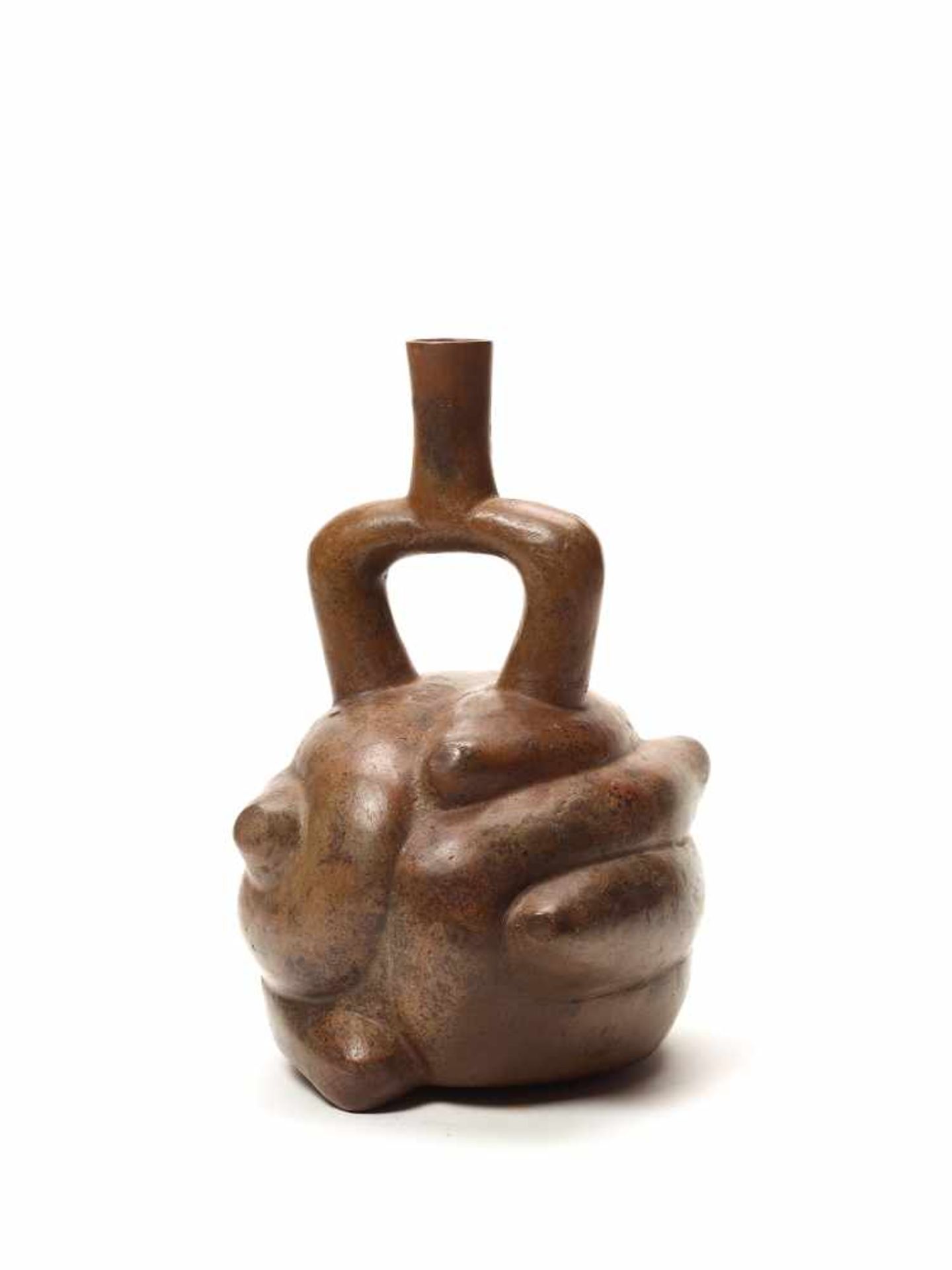 TL TESTED BIG FRUIT SHAPED STIRRUP - CHAVIN CULTURE, PERU, C. 5TH CENTURY BCFired clayChavin - Image 2 of 4