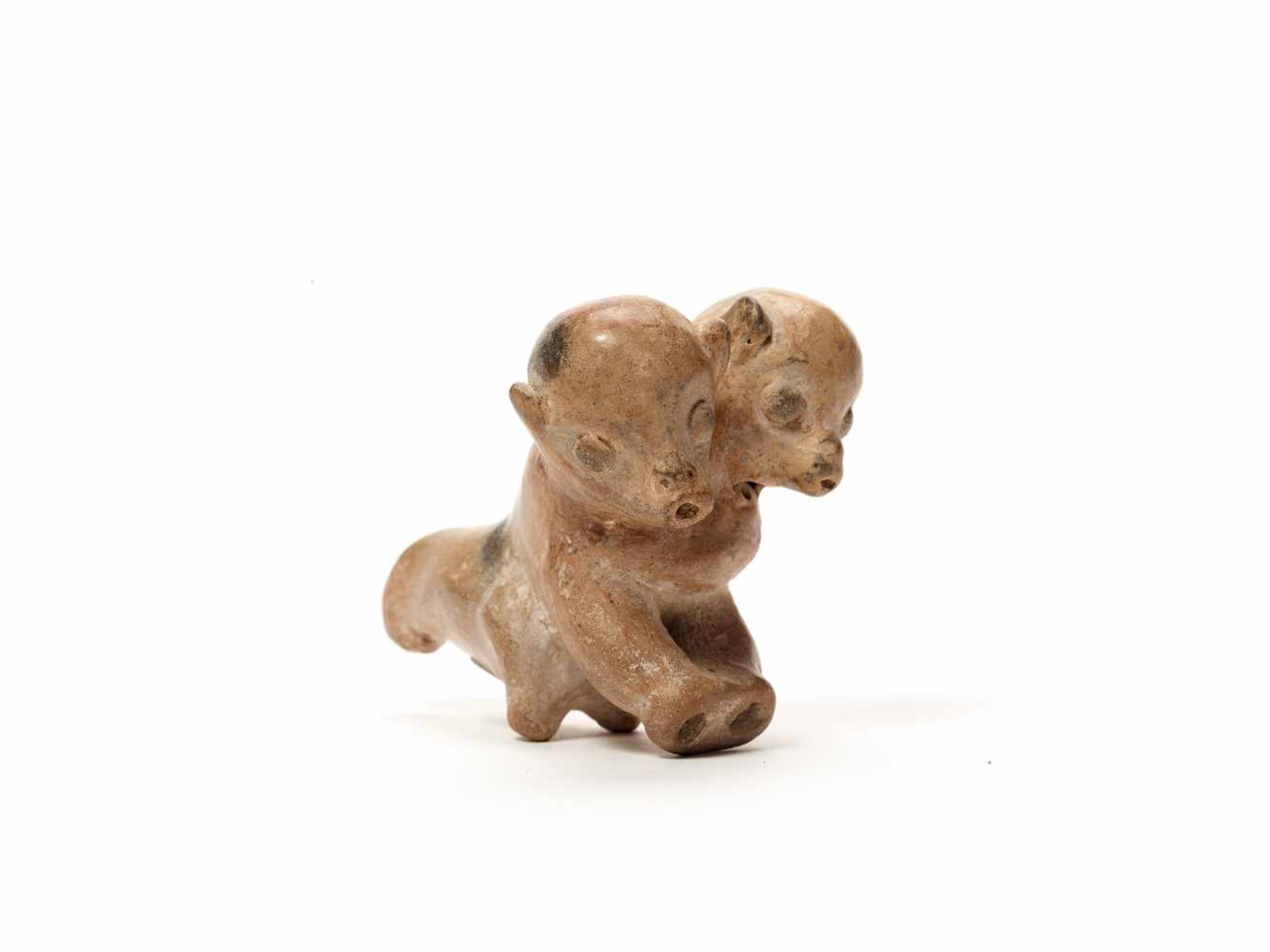 DOUBLE HEADED MONKEY WHISTLE - CHORRERA CULTURE, ECUADOR, C. 2ND CENTURYFired clayChorrera