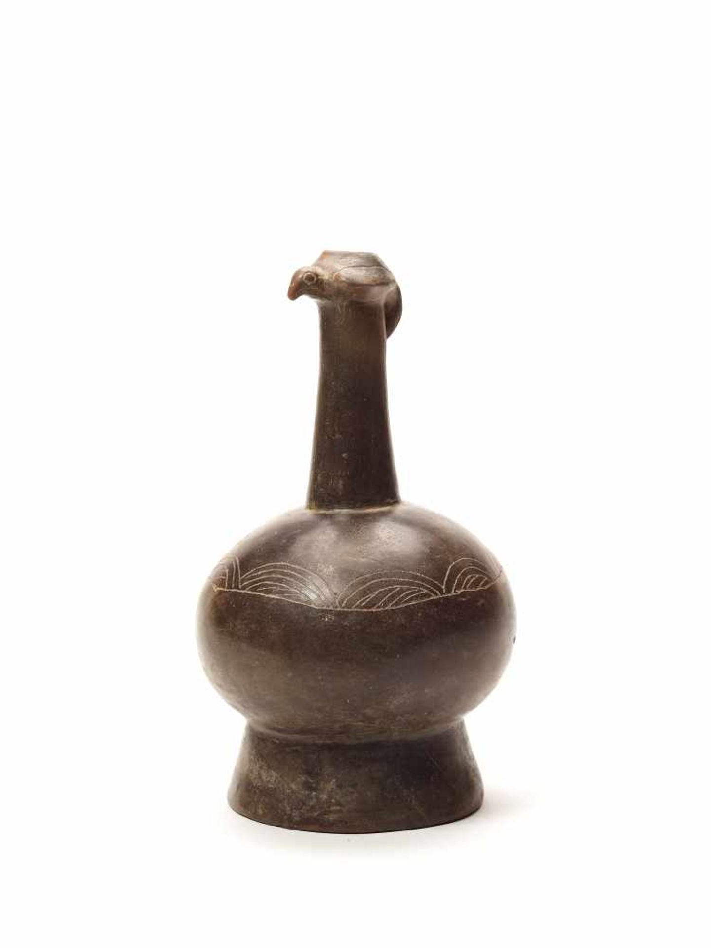 TL TESTED VESSEL WITH BIRD - CHAVIN CULTURE, PERU, C. 3RD CENTURY BCBlack fired clayChavin - Image 2 of 3