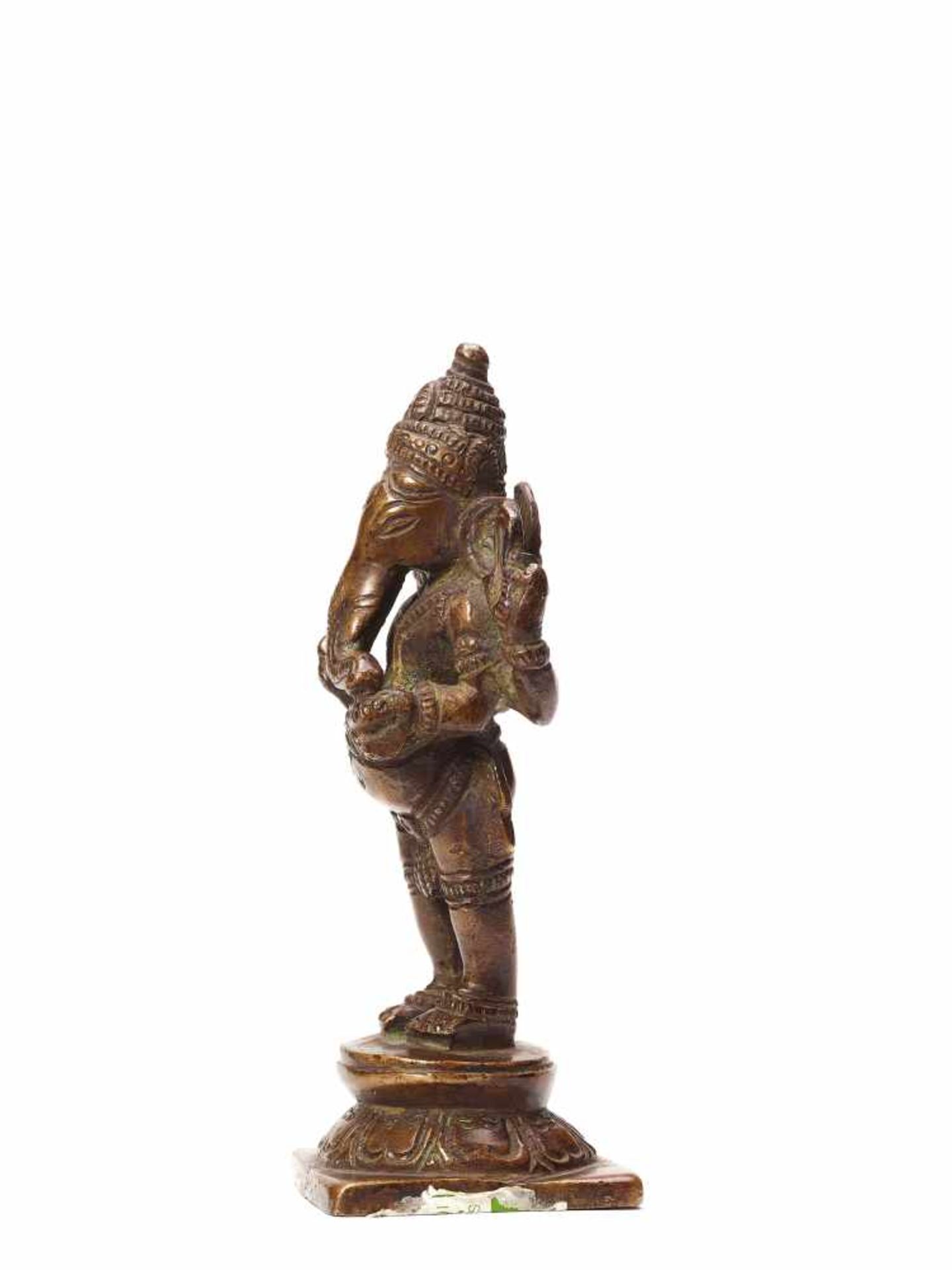 A 19th CENTURY INDIAN BRONZE FIGURE OF GANESHABronzeIndia, 19th centuryThe god of new beginnings, - Image 3 of 5