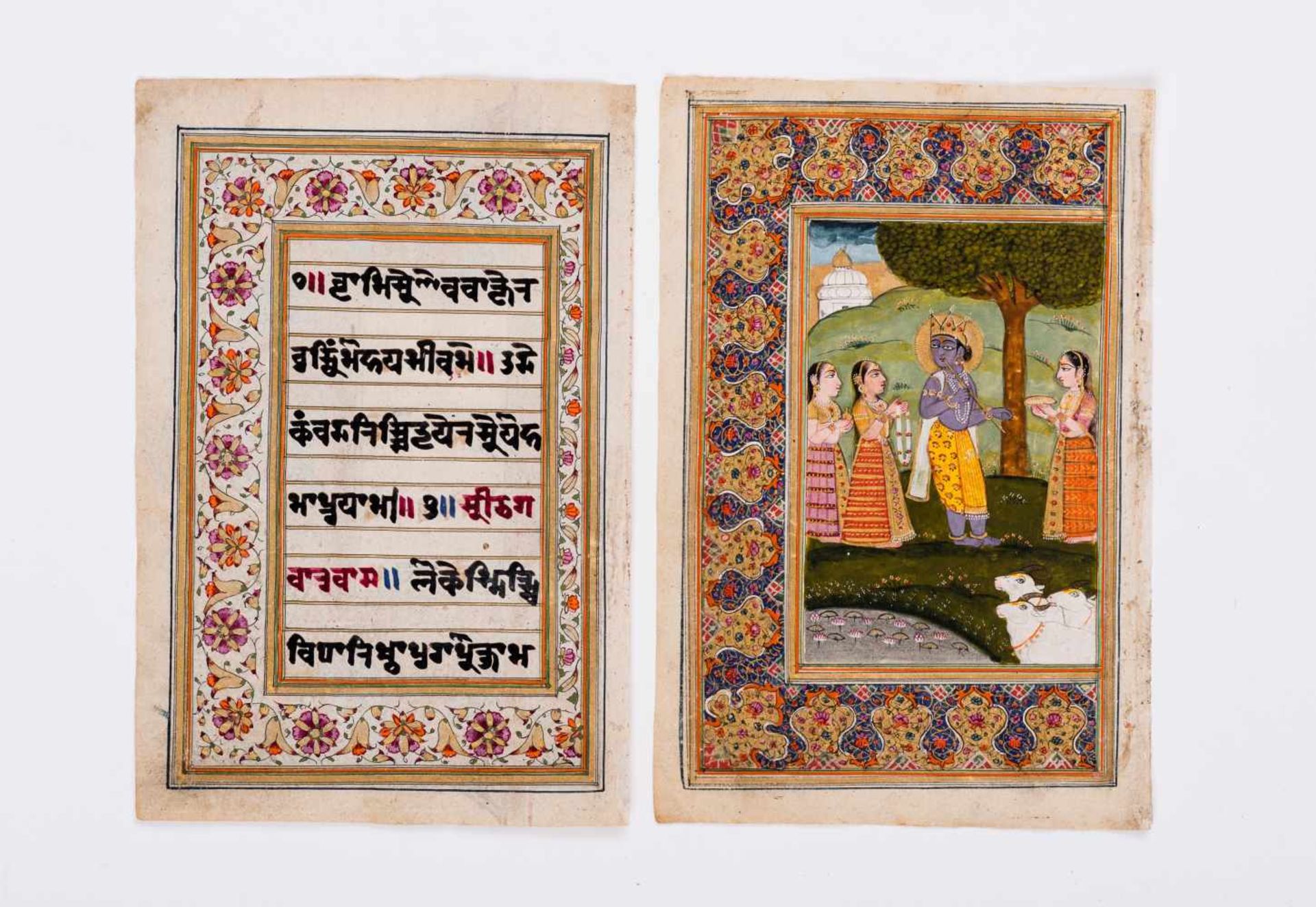 FOUR MINIATURE PAINTINGS DEPICTING DEITIES – INDIA, 19th CENTURYMiniature painting with gold and - Bild 4 aus 6