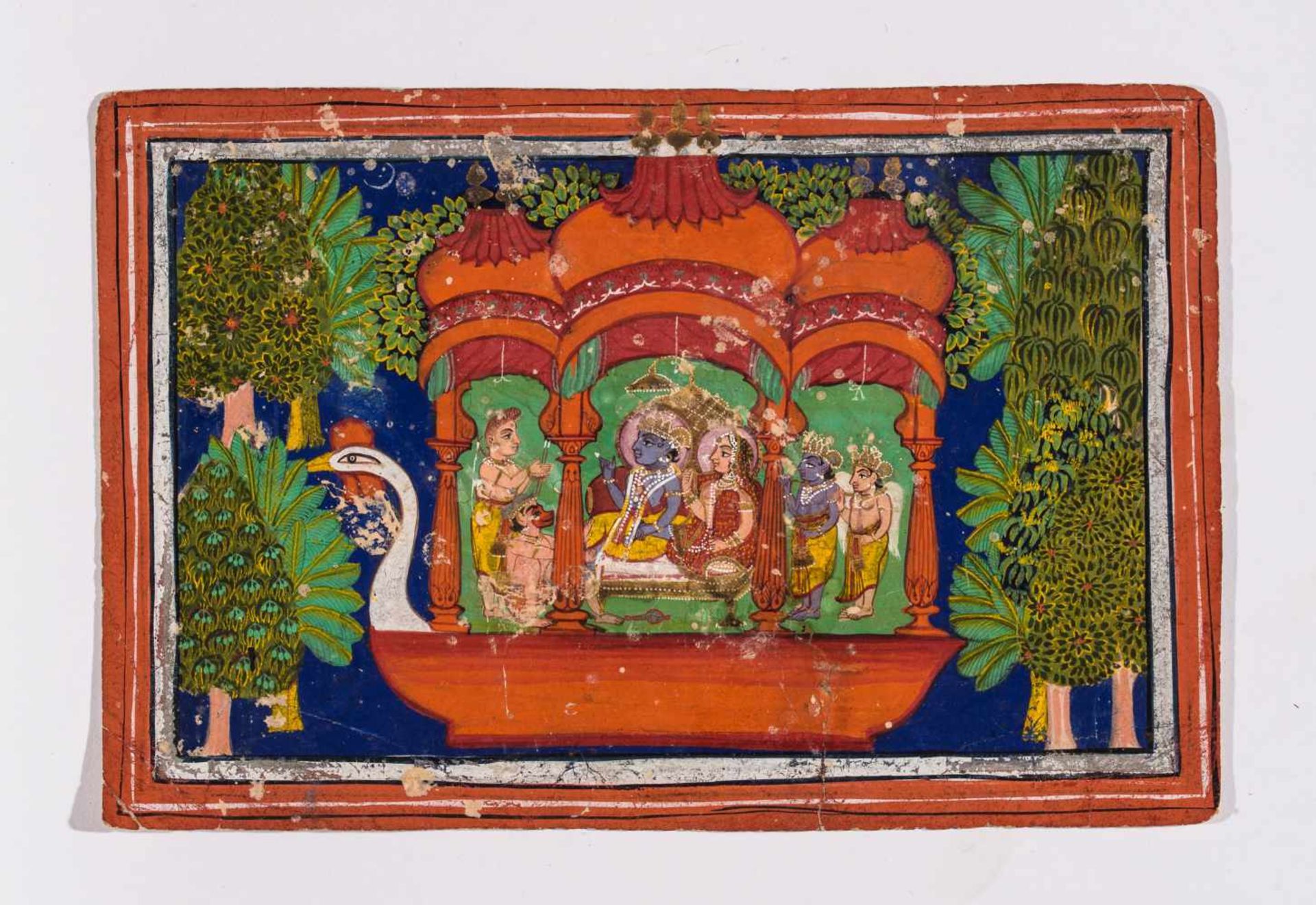 A MINIATURE PAINTING - 17th CENTURY Miniature painting with gold paint and gouache on paperJaipur,