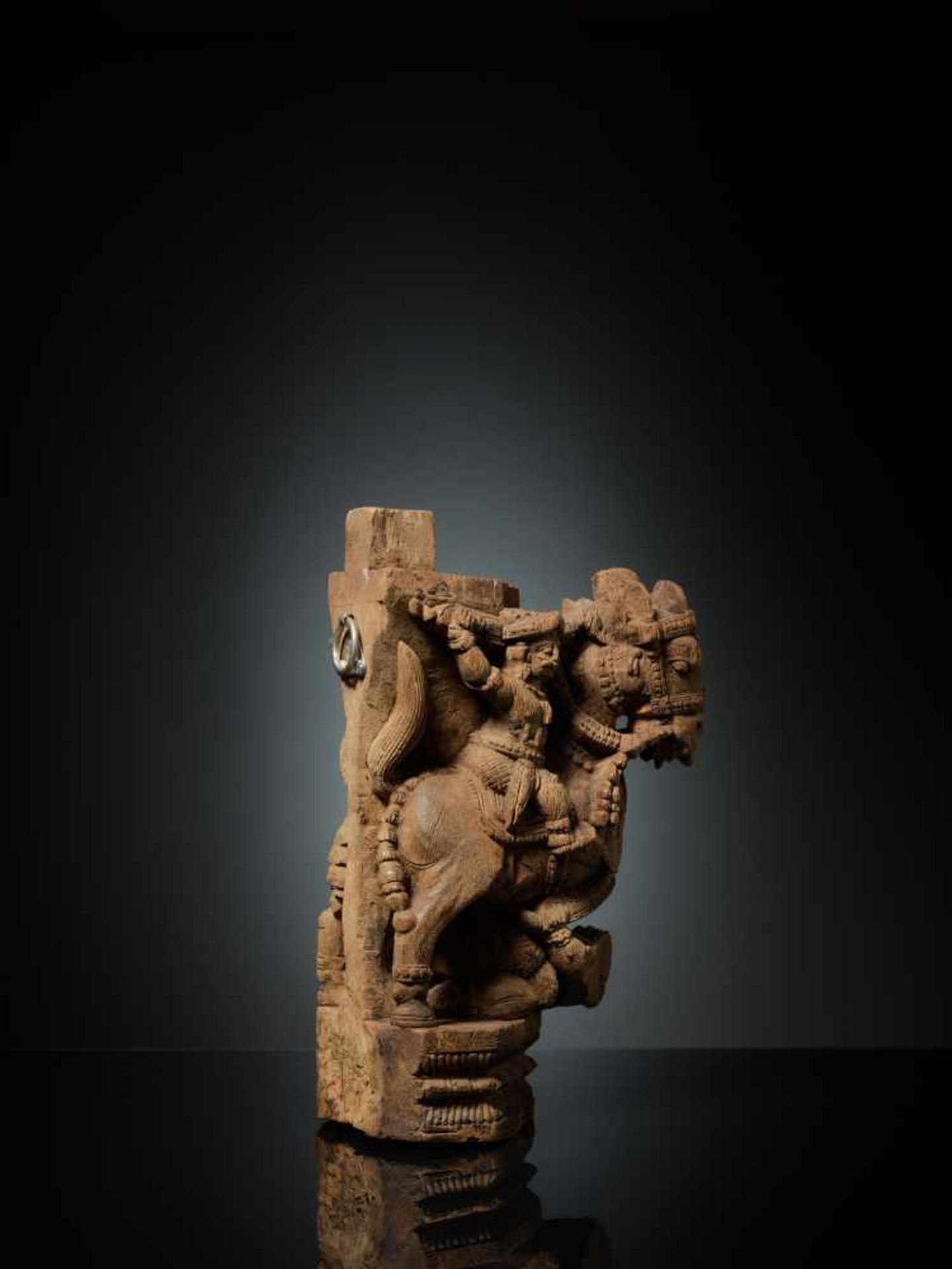 WOODEN RELIEF OF WARRIOR ON A HORSE, 19TH CENTURYHand carved wood Southern India, 19th century - Image 3 of 5