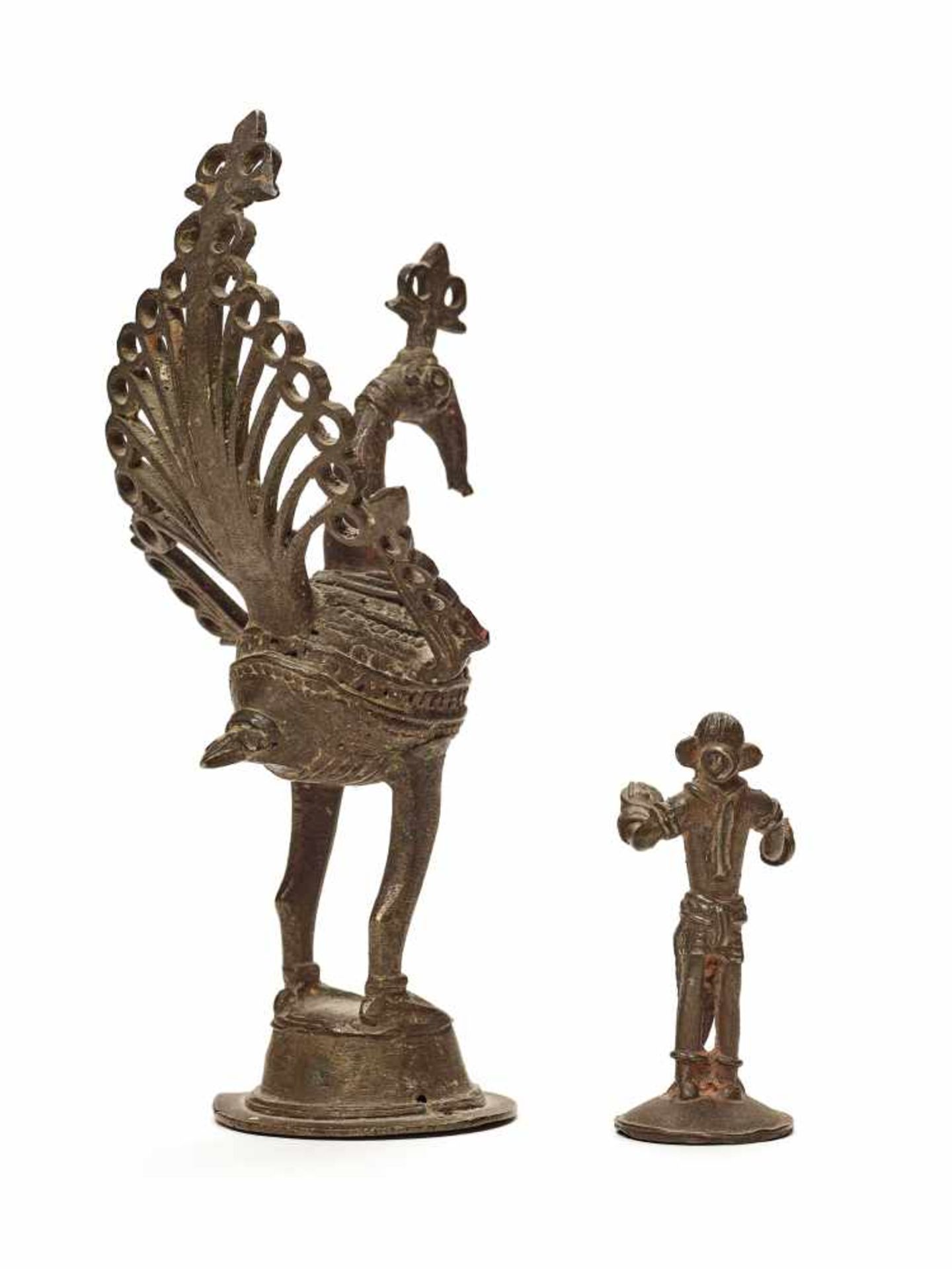 TWO INDIAN FIGURAL TRIBAL BRONZES, 19th CENTURYBronzeIndia, 19th centuryOne bronze depicting a - Image 3 of 3