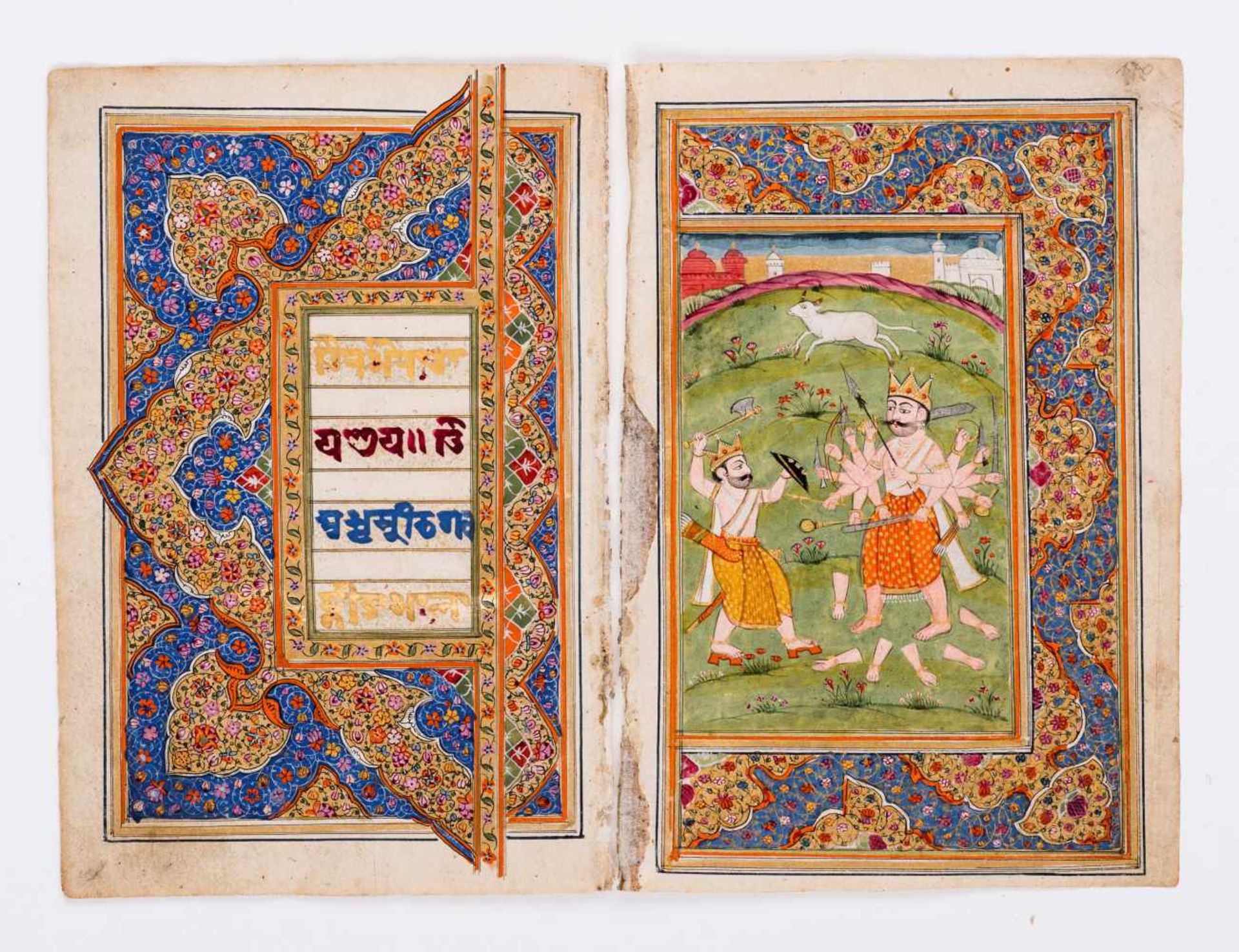 SIX MINIATURE PAINTINGS DEPICTING DEITIES - INDIA, 19th CENTURYMiniature painting with colors and - Bild 2 aus 7