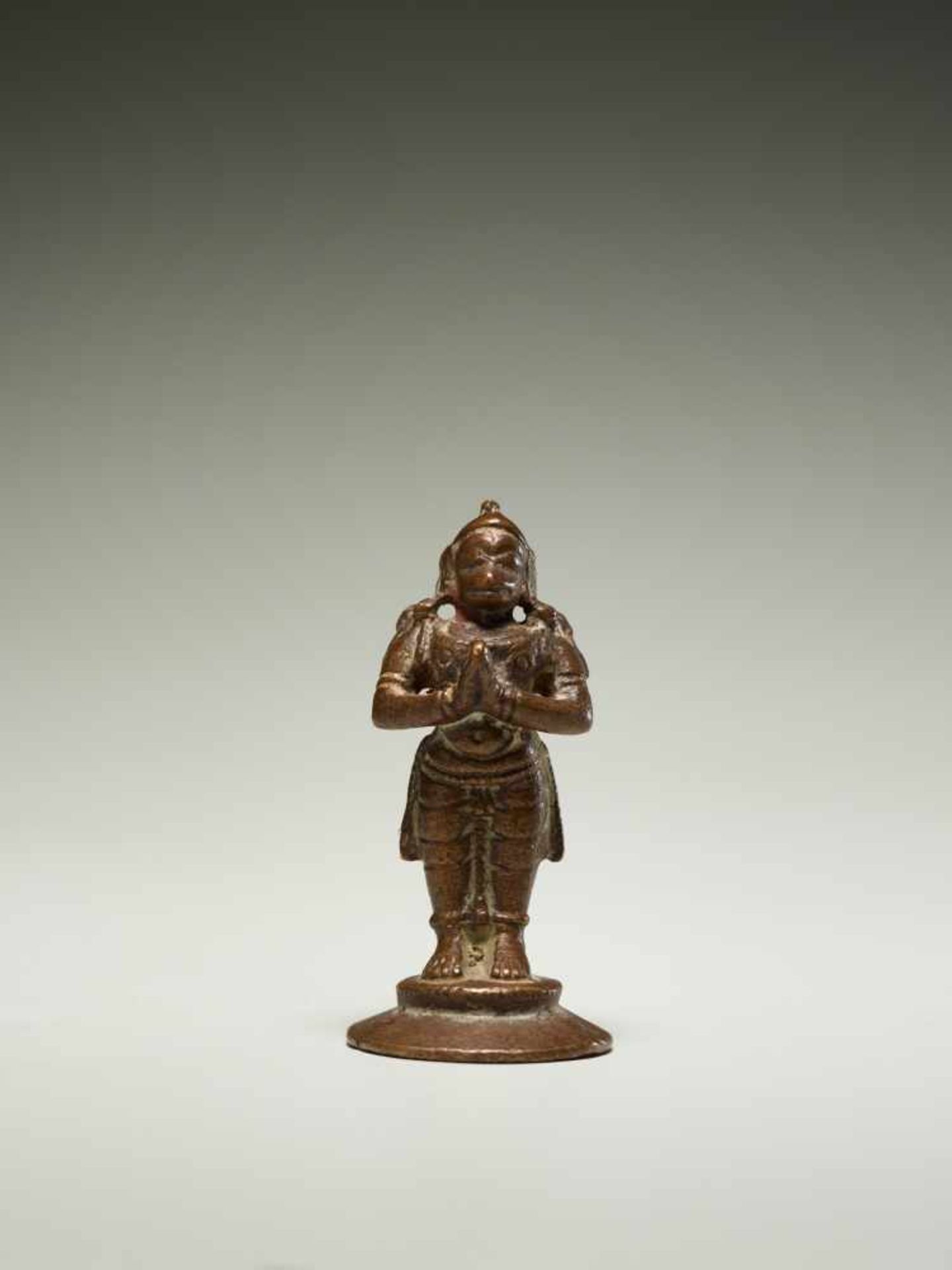 APE GOD HANUMANBronzeIndia, approx. 19th cent.Miniature representation of Hanuman, here standing