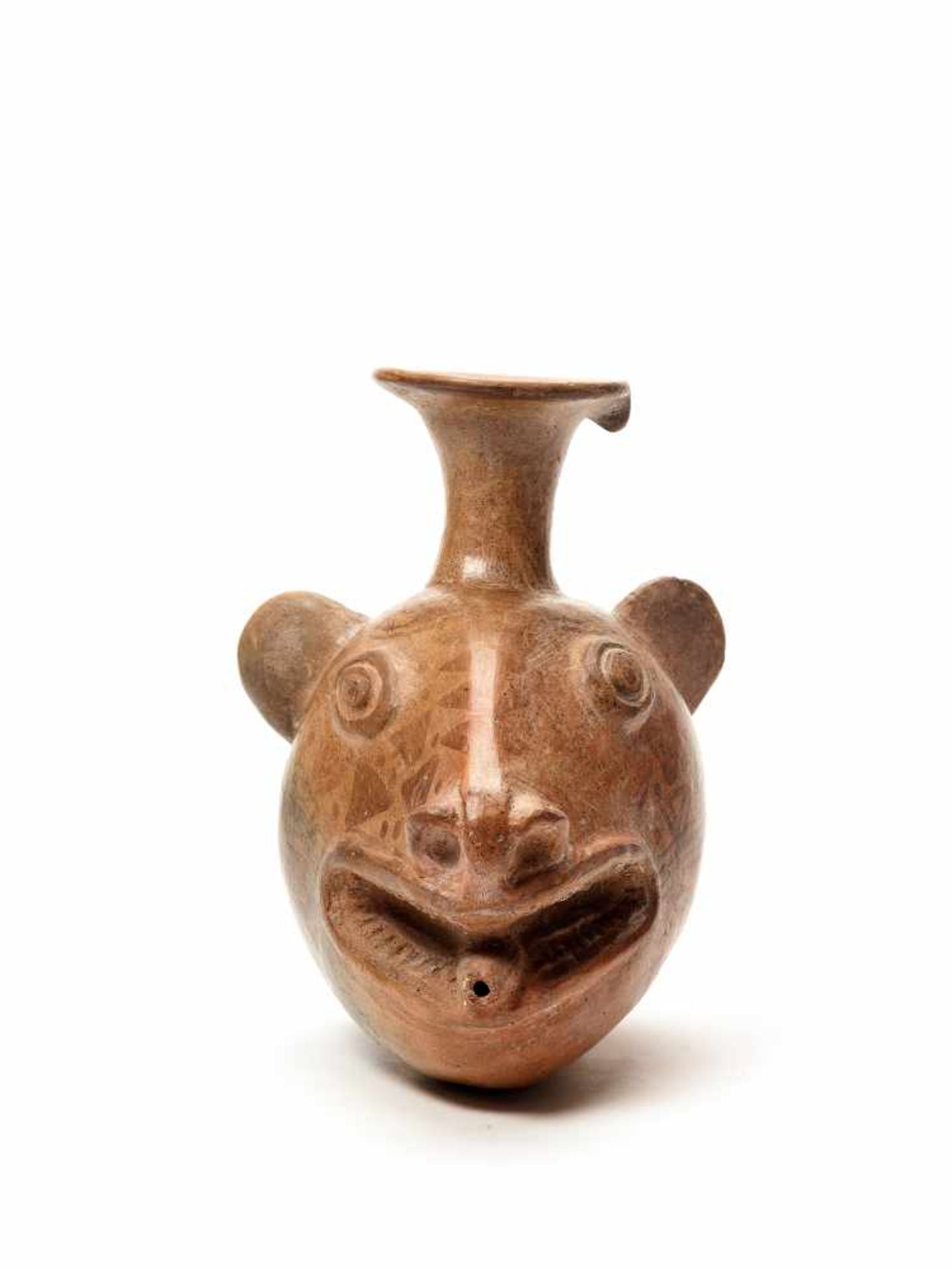 PACCHA IN THE FORM OF A LAMA HEAD – INCA EMPIRE, PERU, C. 1200-1400 ADPainted fired clayInca empire,