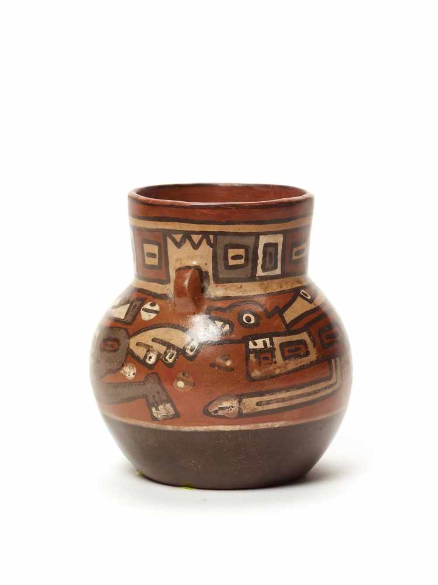 THREE CUPS AND A VESSEL- HUARI/ WARI CULTURE STYLE Painted clayHuari/ Wari culture style, Peru, - Image 13 of 13