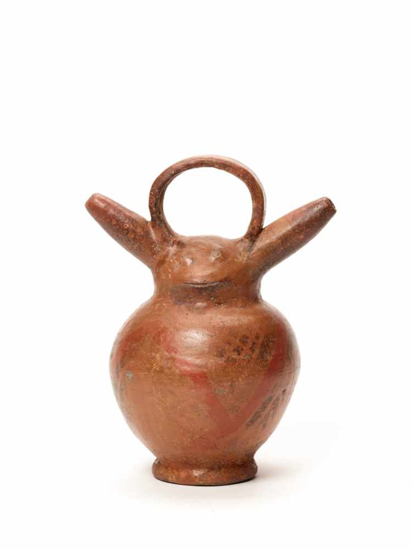 ZOOMORPHIC STIRRUP VESSEL - PRE-COLUMBIAN ERAFired clayPre-Columbian era, probably Colima, Colombia, - Image 2 of 4