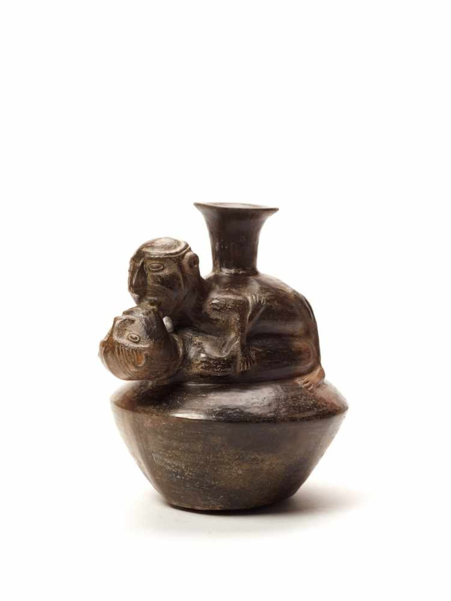 VESSEL IN THE FORM OF A COUPLE- INCA EMPIRE, PERU, C. 1200-1400 ADBlack fired clayInca empire, Peru, - Image 3 of 4