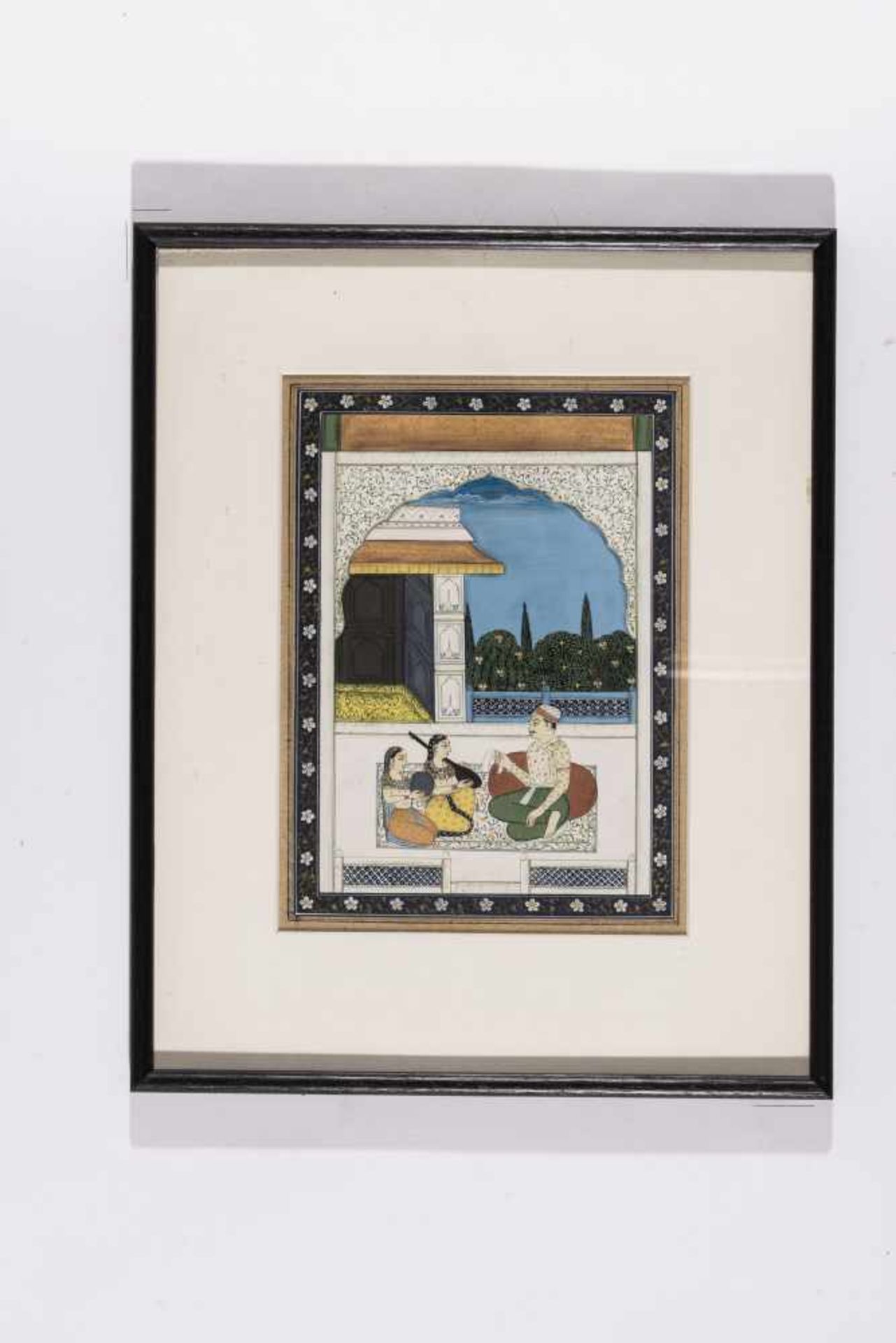 AN INDIAN MINIATURE PAINTING - 19th CENTURYMiniature painting with colors and gold on paperIndia, - Bild 2 aus 2