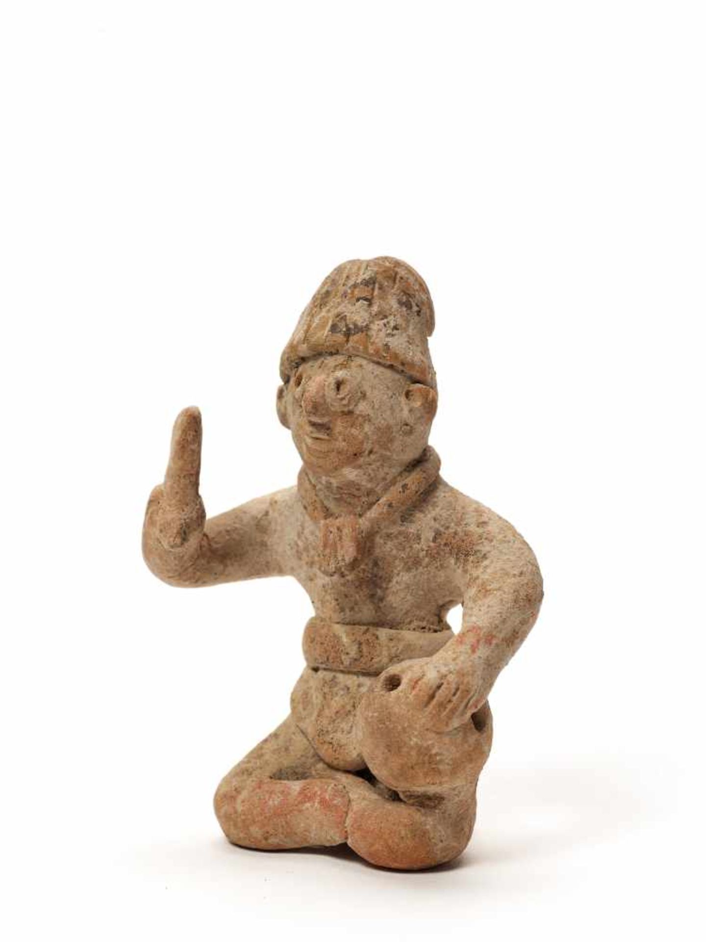 SEATED FIGURE AS A WHISTLE - COLIMA, WEST MEXICO, C. 100 BC – 100 ADFired clayColima, West Mexico, - Image 2 of 5