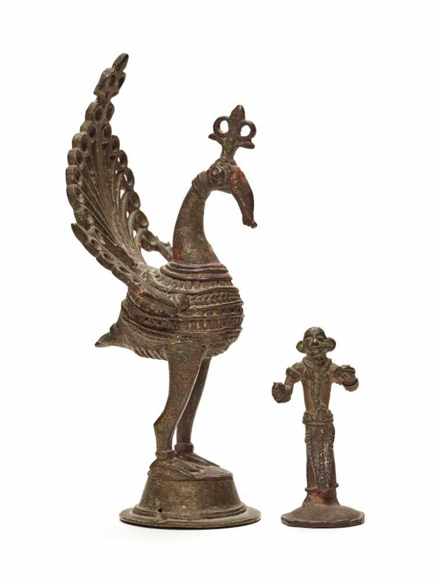 TWO INDIAN FIGURAL TRIBAL BRONZES, 19th CENTURYBronzeIndia, 19th centuryOne bronze depicting a