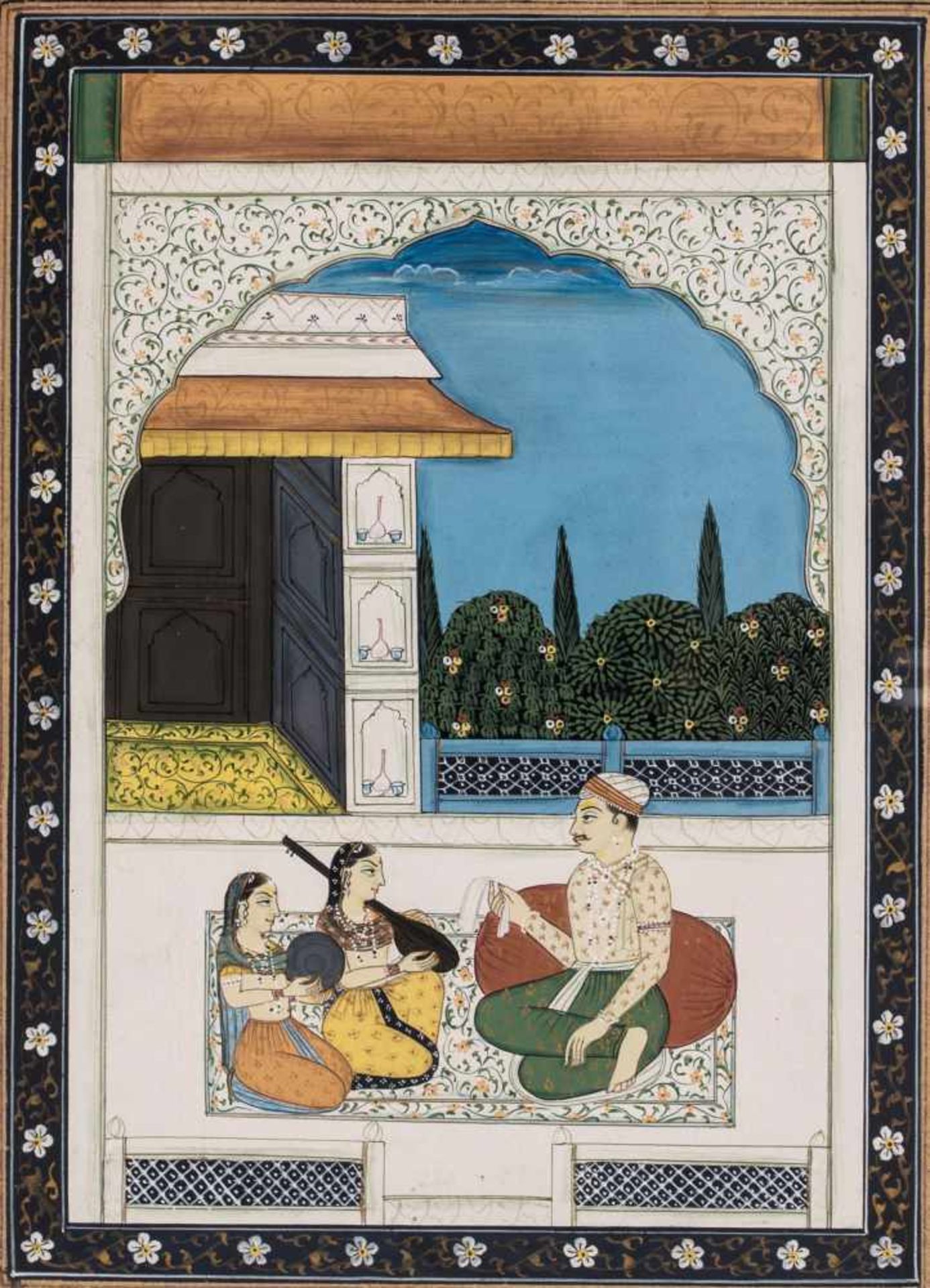 AN INDIAN MINIATURE PAINTING - 19th CENTURYMiniature painting with colors and gold on paperIndia,