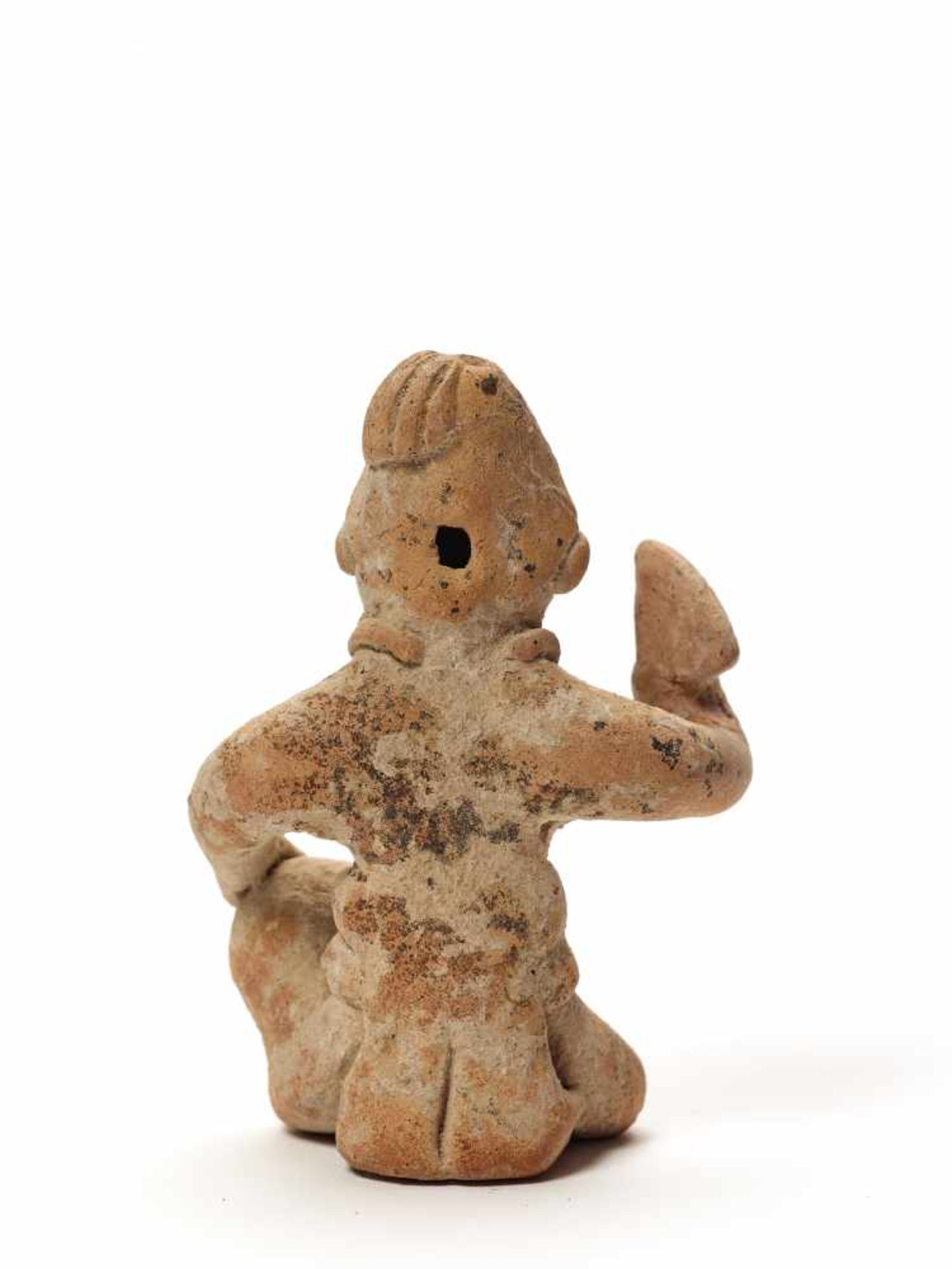 SEATED FIGURE AS A WHISTLE - COLIMA, WEST MEXICO, C. 100 BC – 100 ADFired clayColima, West Mexico, - Image 4 of 5