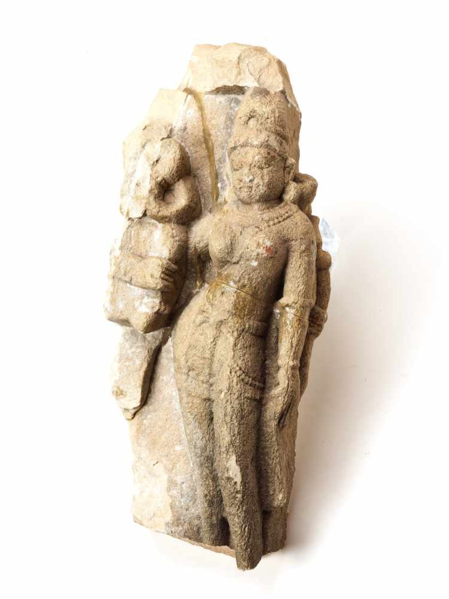 A NORTH INDIAN SANDSTONE FIGURE OF A DEVI, 14th/15th CENTURYSandstoneNorth India, 14th/15th