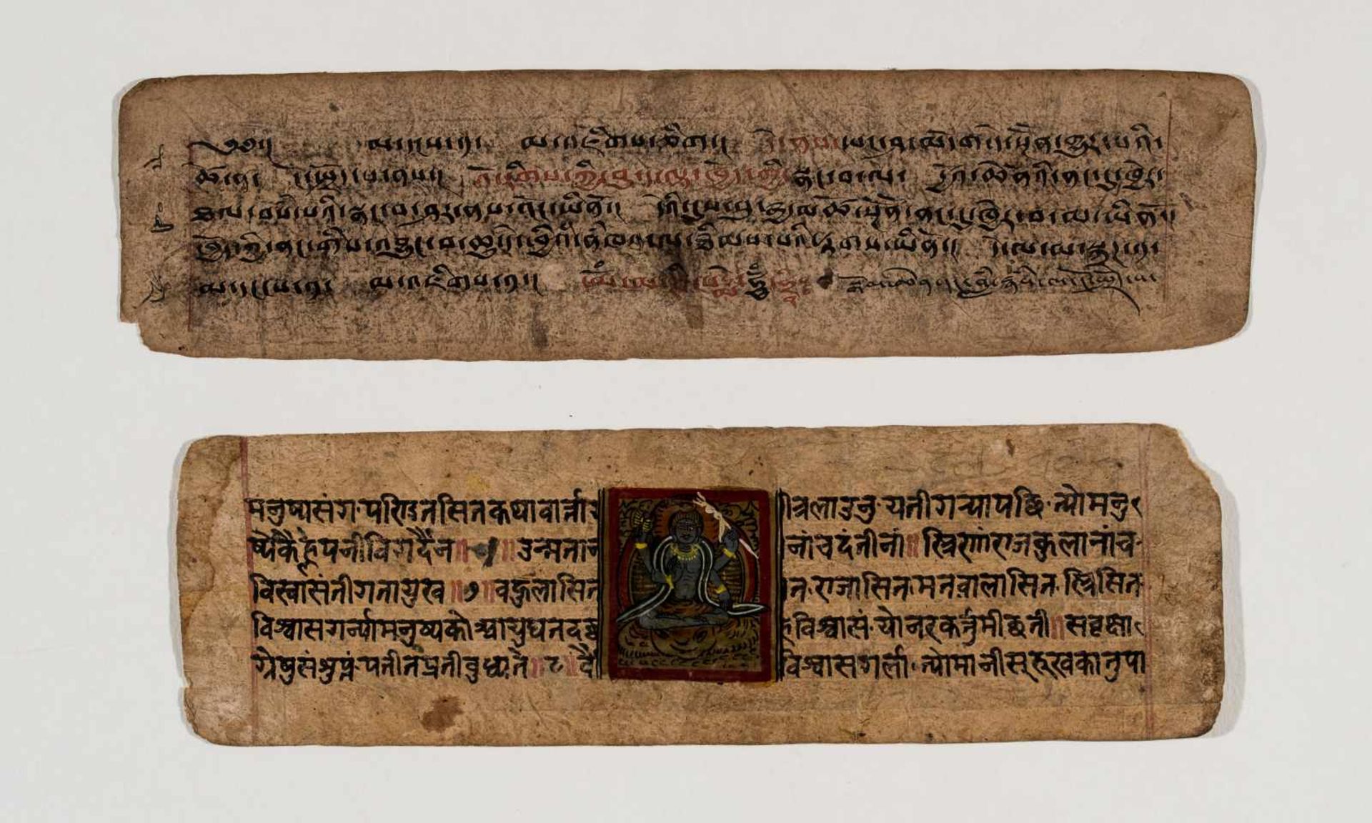 TWO MANUSCRIPTS FROM PRAYER BOOKS, NEPAL 19TH CENTURYInk and colors on paperNepal, 19th centuryTwo